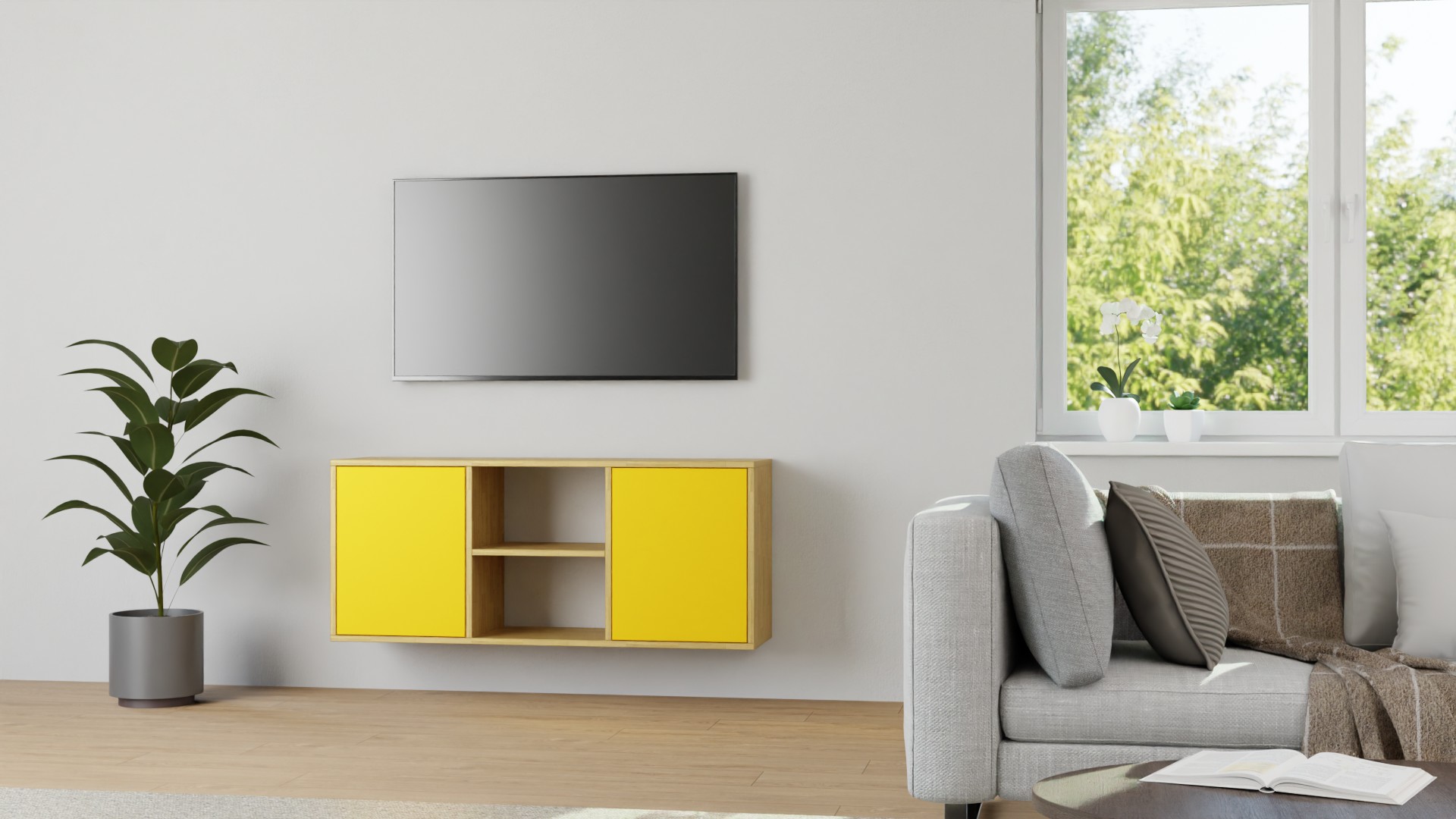 Hängesideboard nach Maß – diverse Materialien Eiche