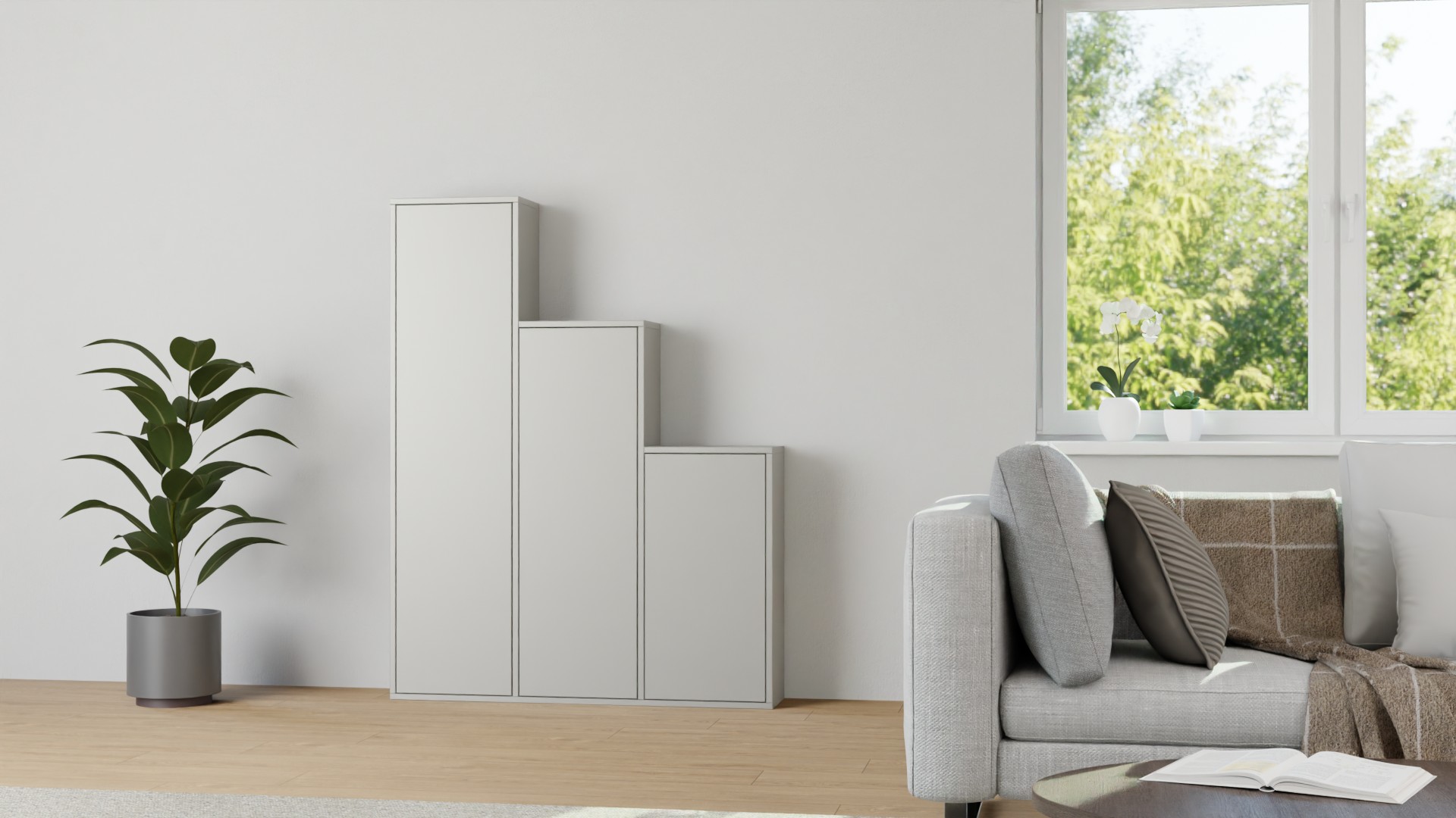 Stufenregal mit Türen - Stufenschrank mit vielen Optionen Premium Dekore