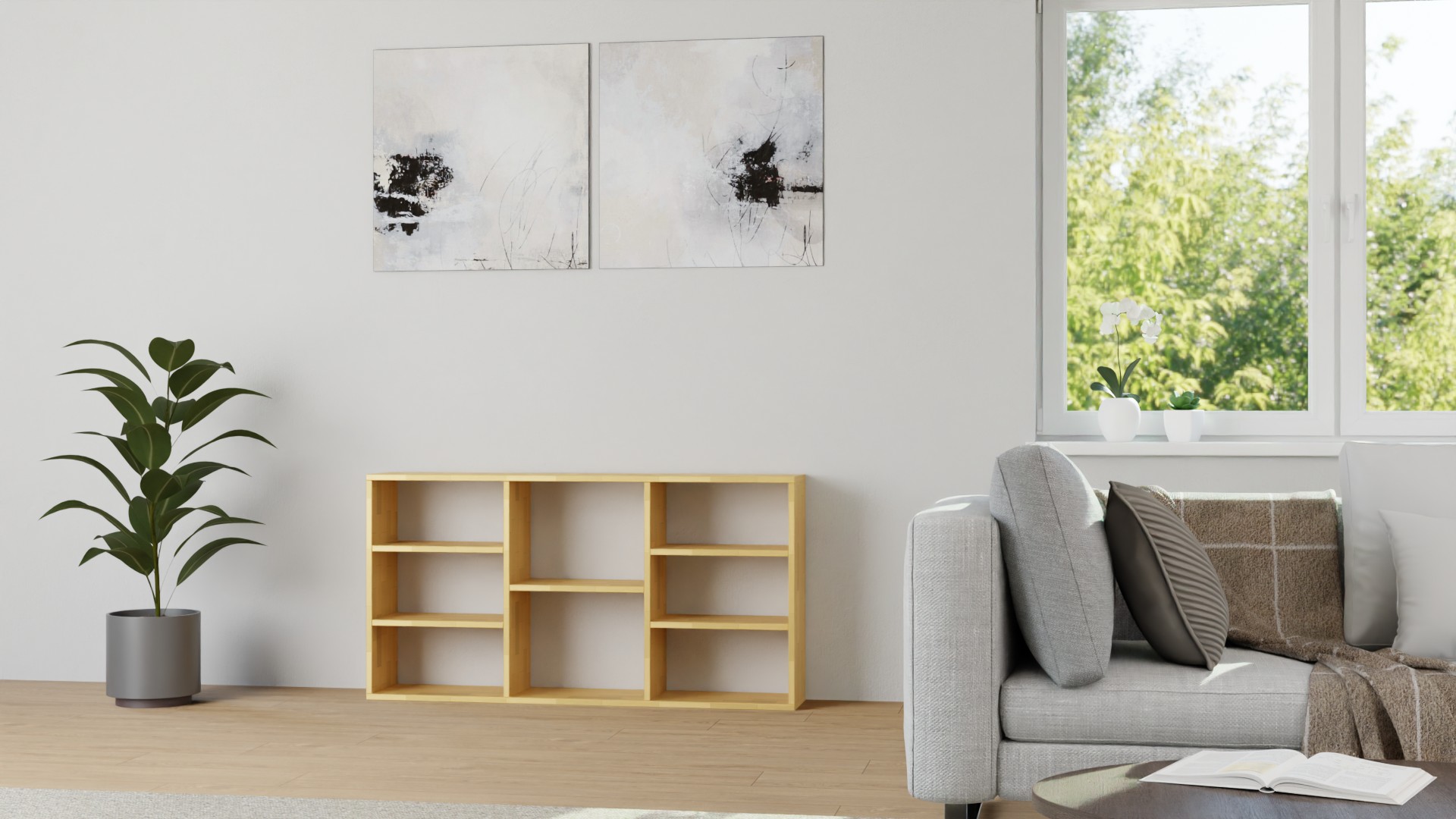 Schlichtes Phonoregal nach Maß Buche