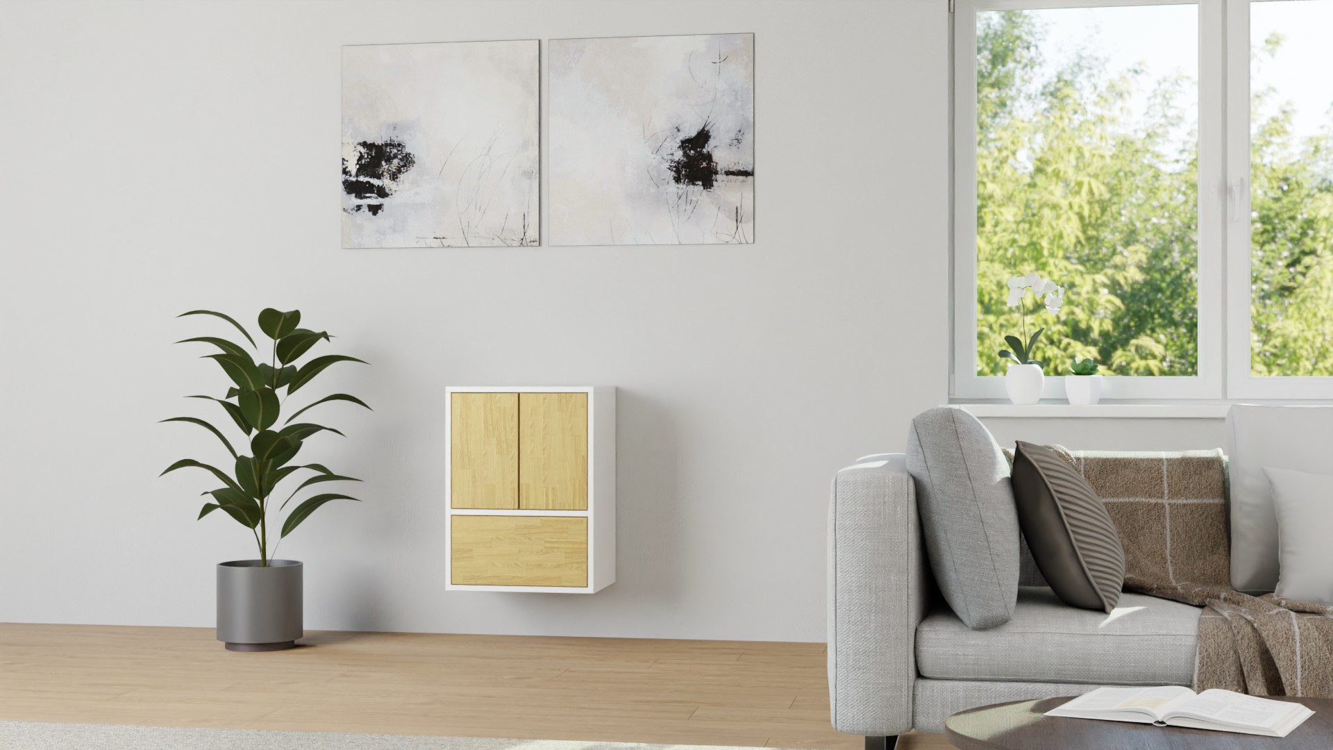 Modernes Hängesideboard nach Maß – kostenlose Holzmuster MDF Beschichtet