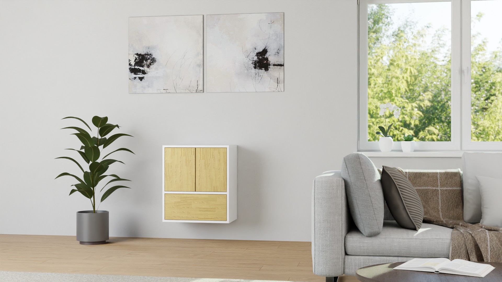 Modernes Hängesideboard nach Maß – kostenlose Holzmuster MDF Lackiert