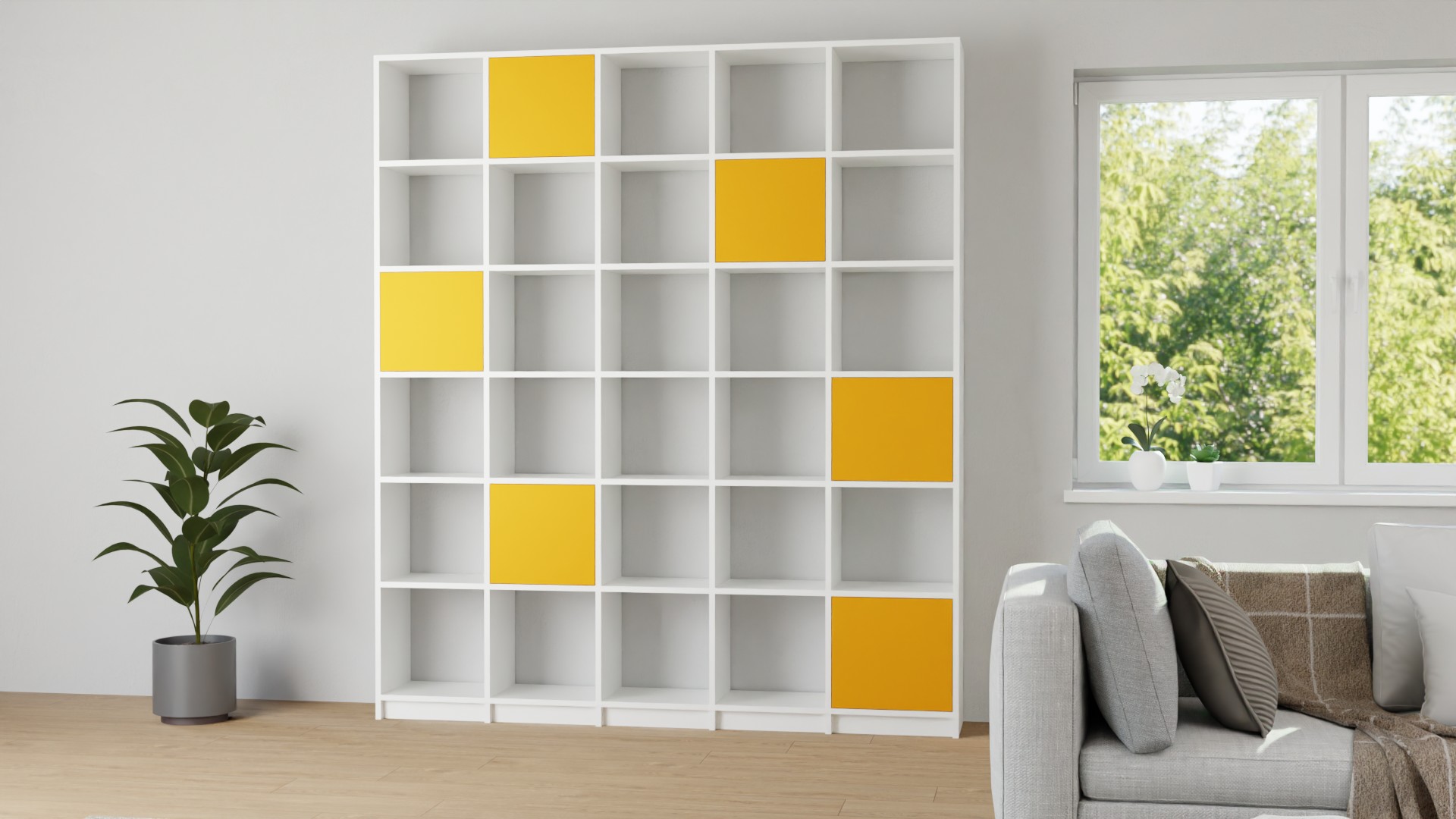 Stylisches Wohnzimmerregal - Regalsystem mit vielen Optionen MDF Beschichtet