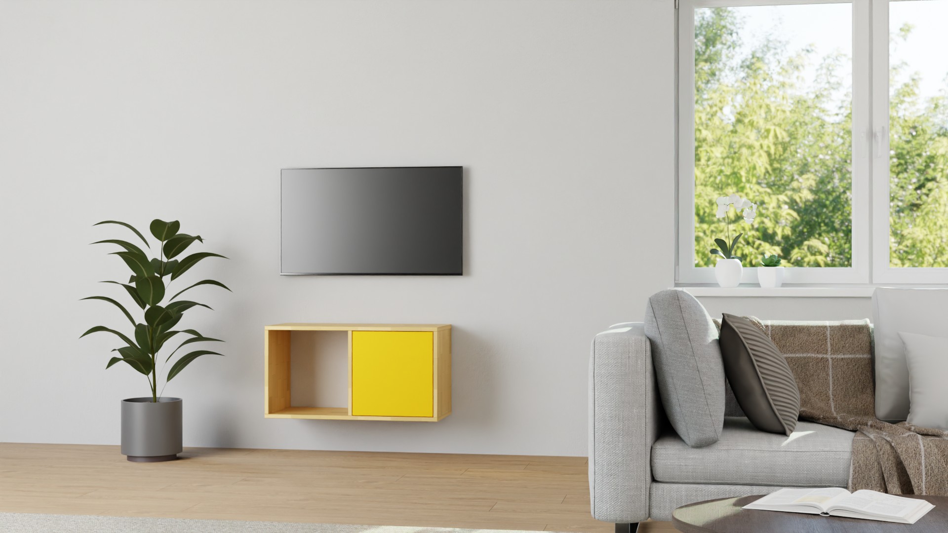 Maßgefertigtes Hängesideboard – gratis Magazin Buche