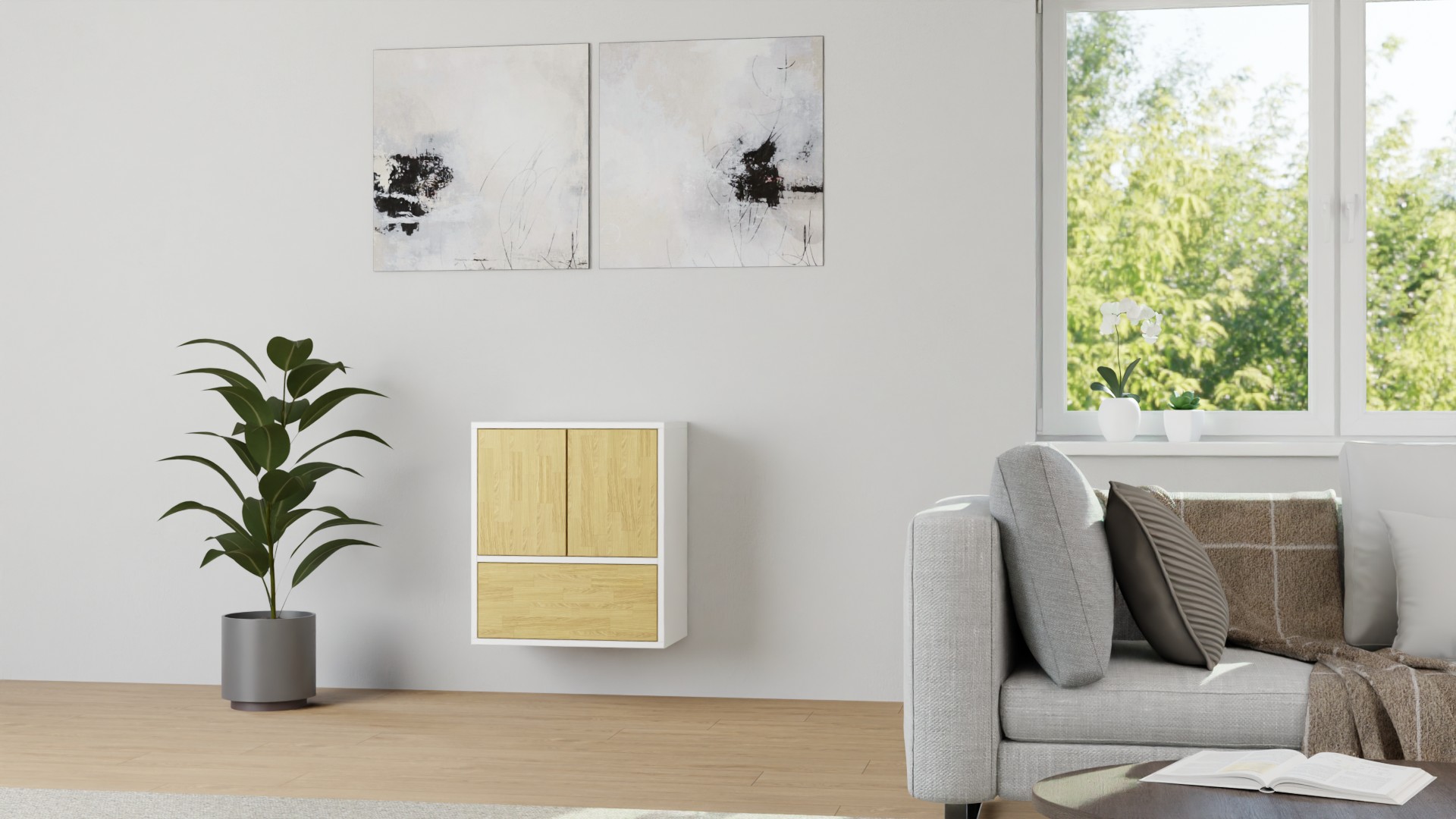 Modernes Hängesideboard nach Maß – kostenlose Holzmuster MDF Beschichtet