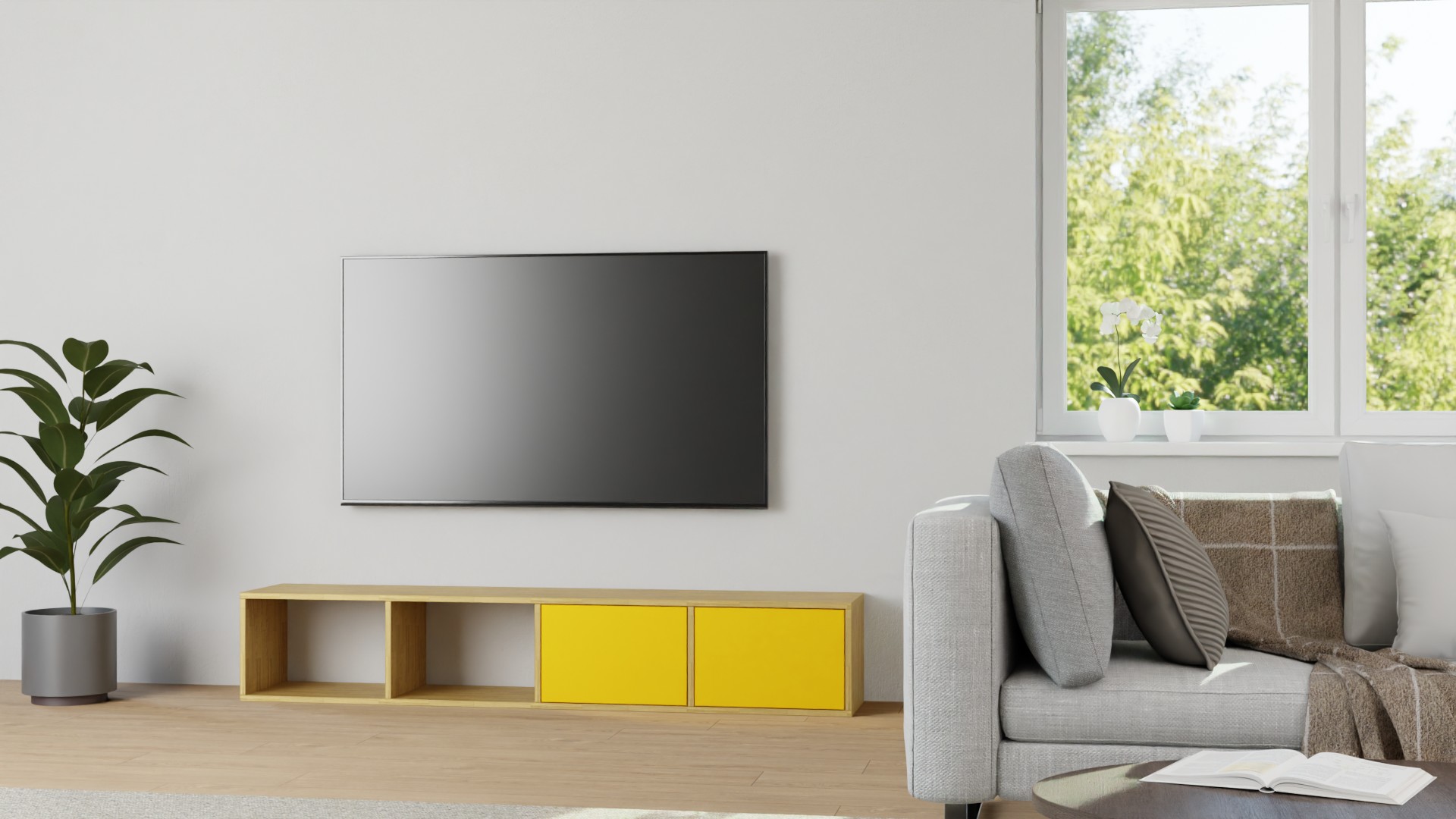 Breites Lowboard für TV Eiche