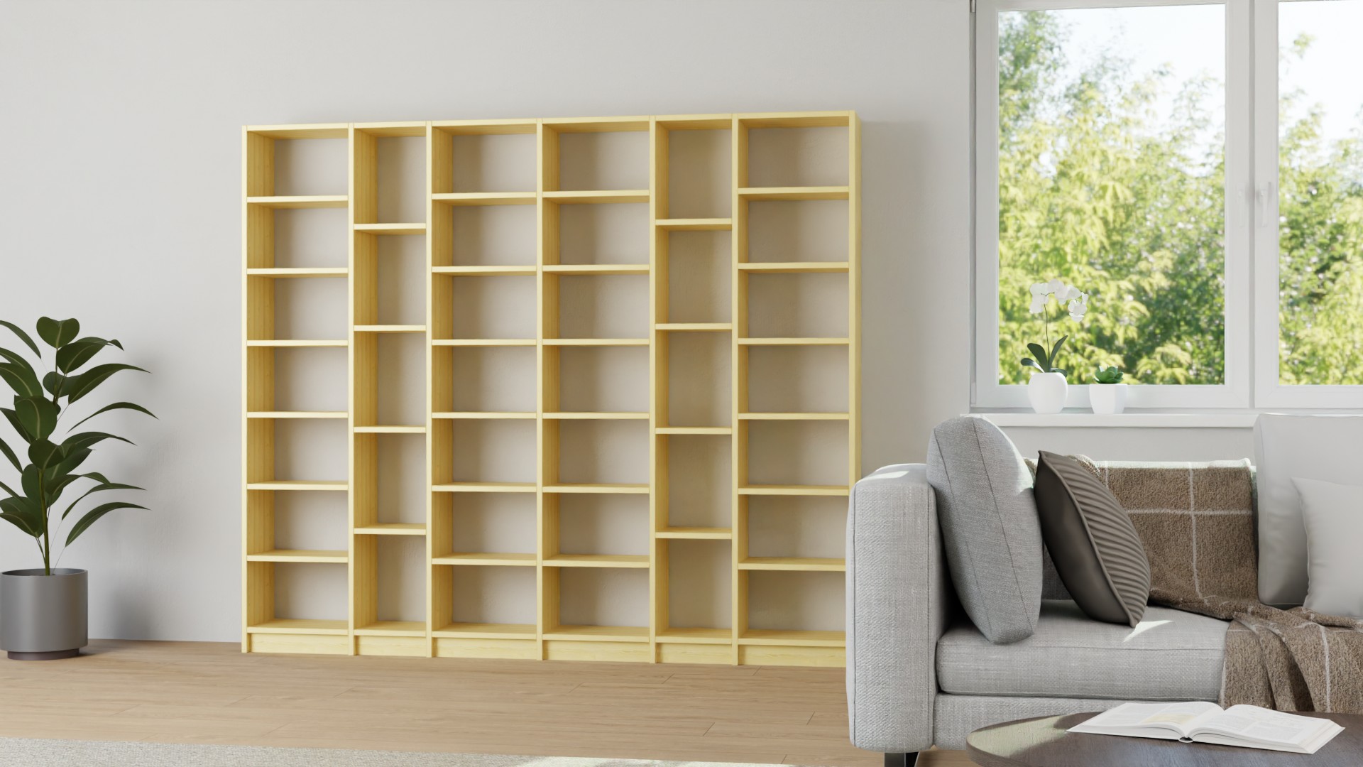 Großes Bücherregal aus Massivholz Kiefer