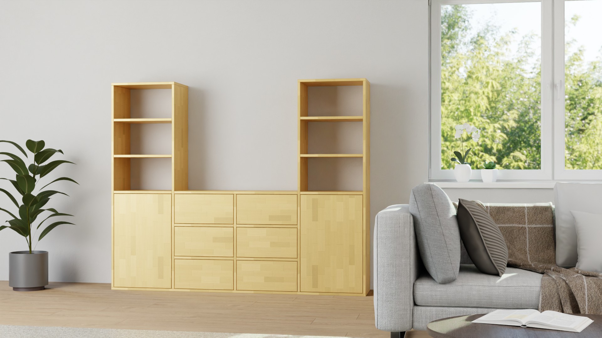 TV-Regal nach Maß Buche