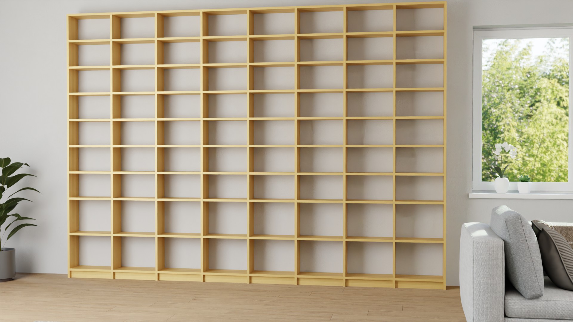 Breites Bücherregal aus Massivholz - Regal mit vielen Optionen Buche