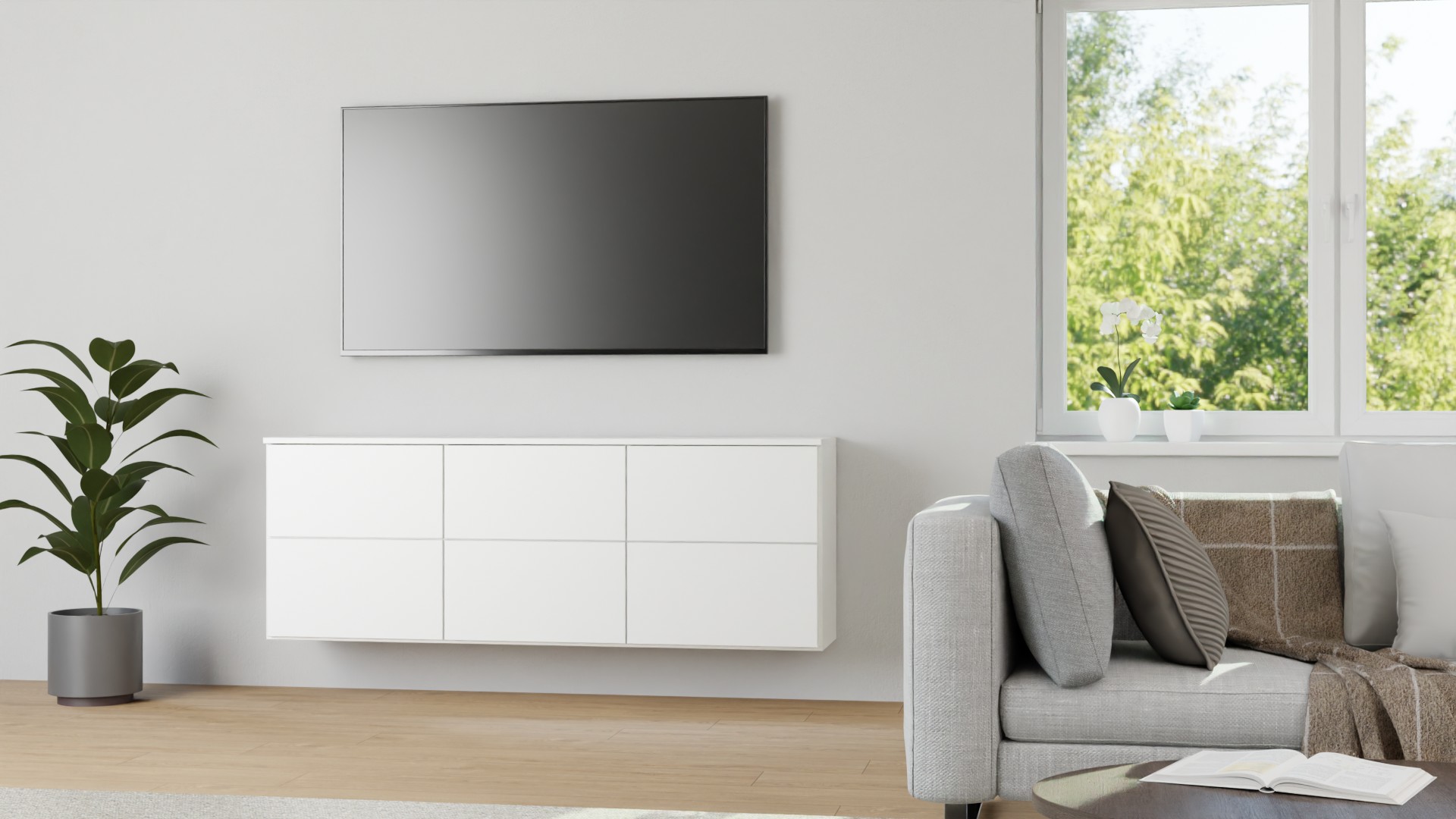 Schlichte Wandkommode - Hängeschrank mit vielen Optionen MDF Beschichtet