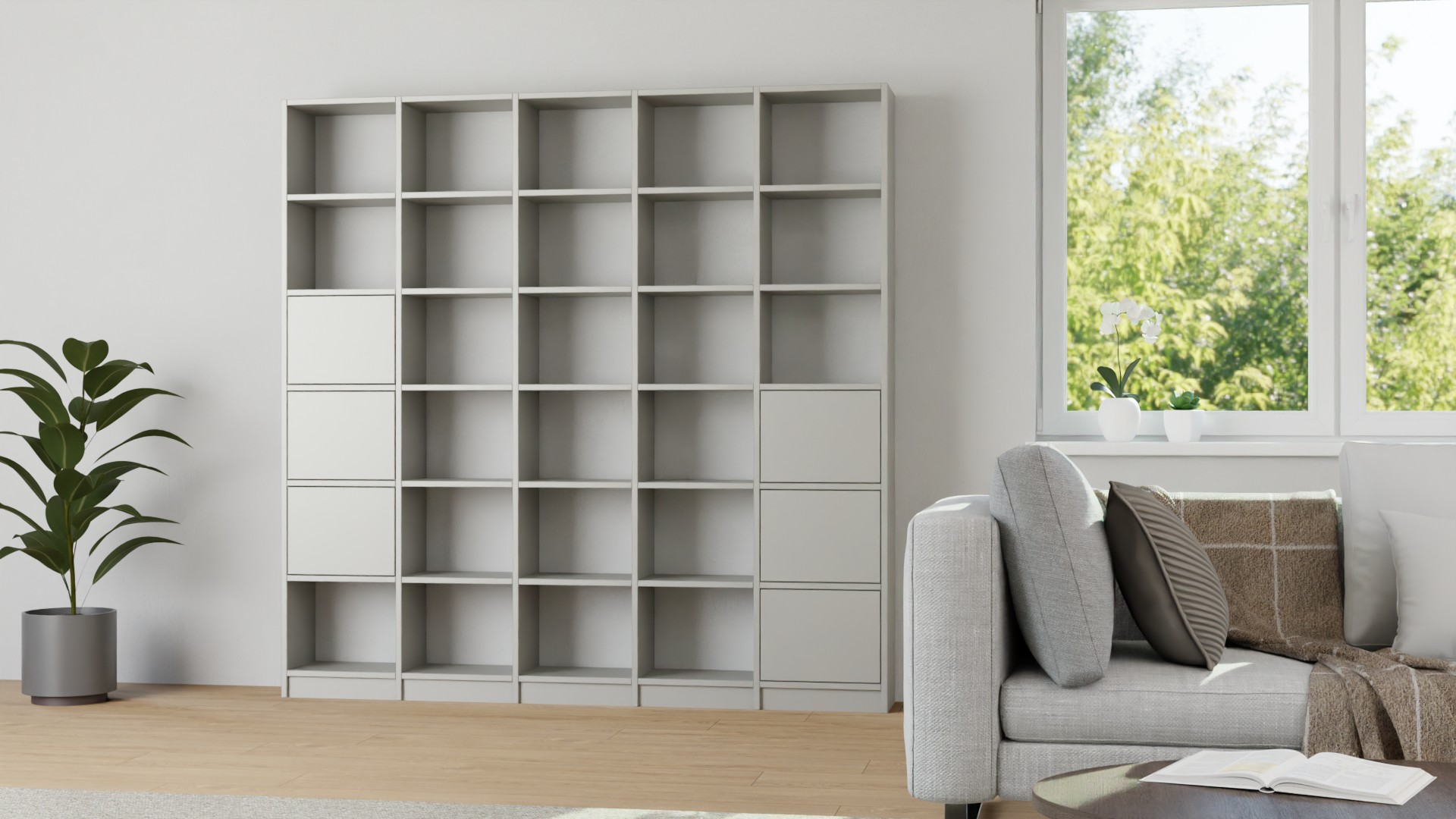 Wohnwand mit Türen - Wohnregal wie vom Schreiner Premium Dekore