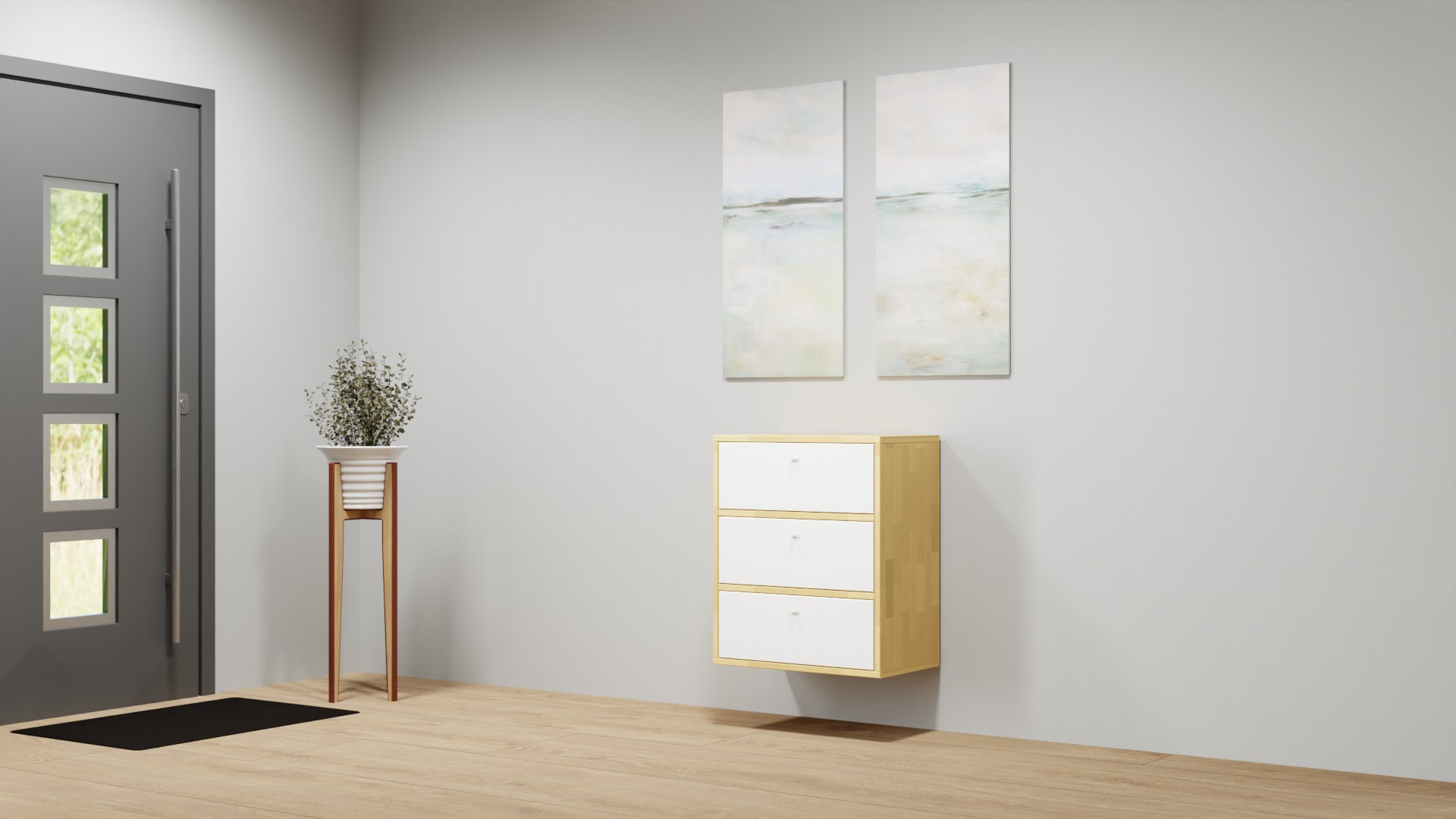 Hängesideboard mit Schubladen – kostenlose Holzmuster Buche