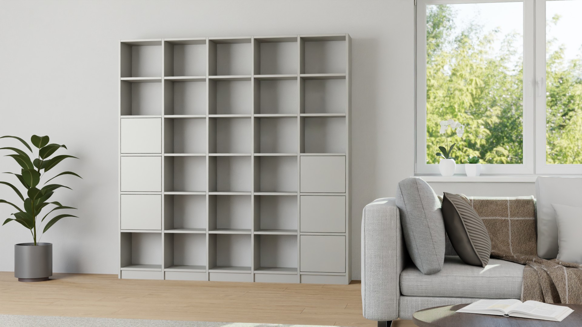 Wohnwand mit Türen - Wohnregal wie vom Schreiner Premium Dekore