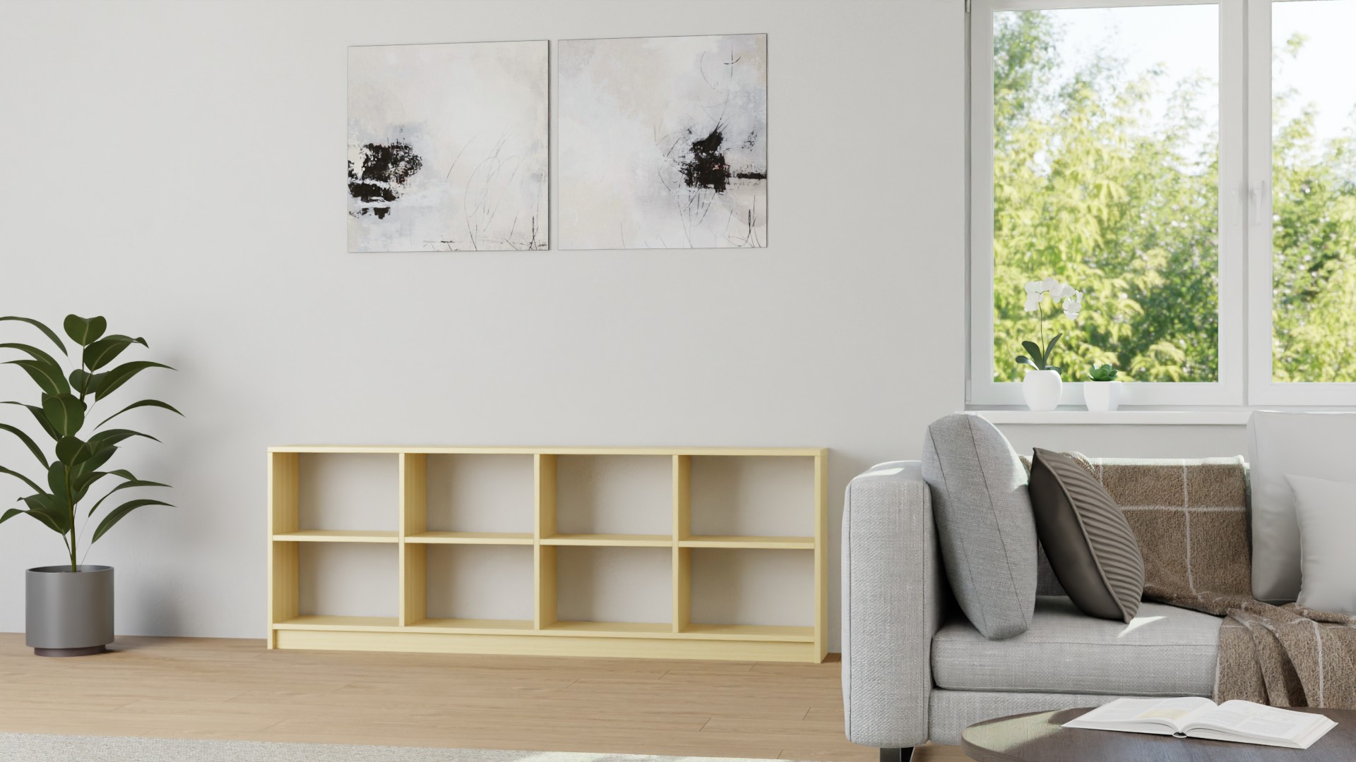 Niedriges Regal aus Massivholz Ahorn (europäisch)