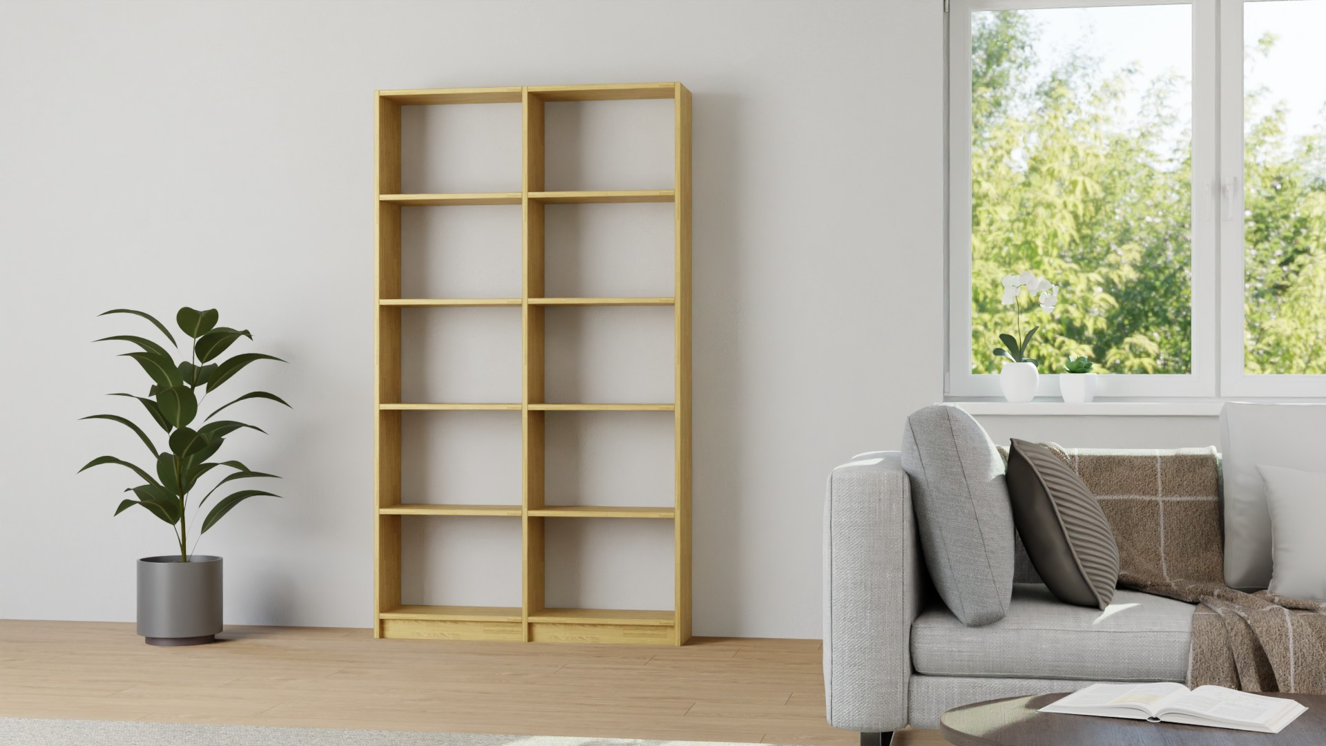 Schlichtes Haushaltsregal nach Maß Eiche