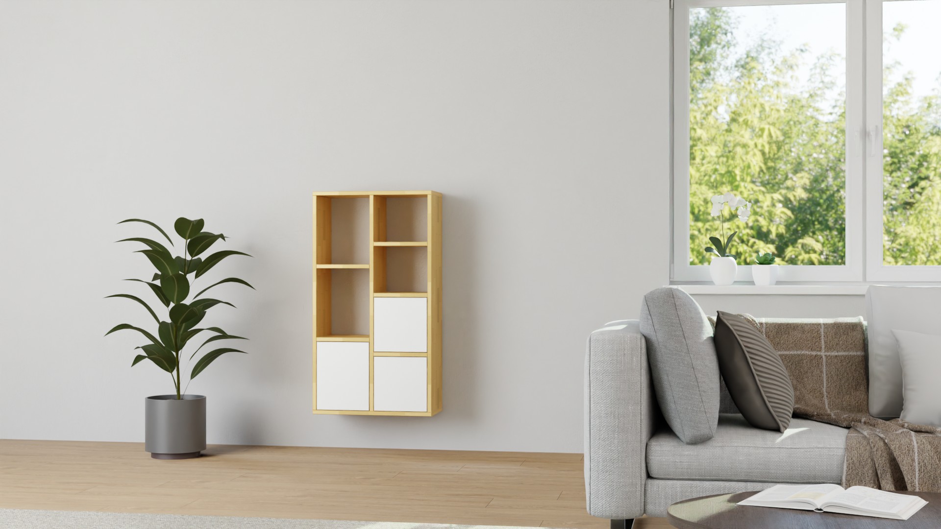 Regal nach Maß mit Wandhalterung Buche