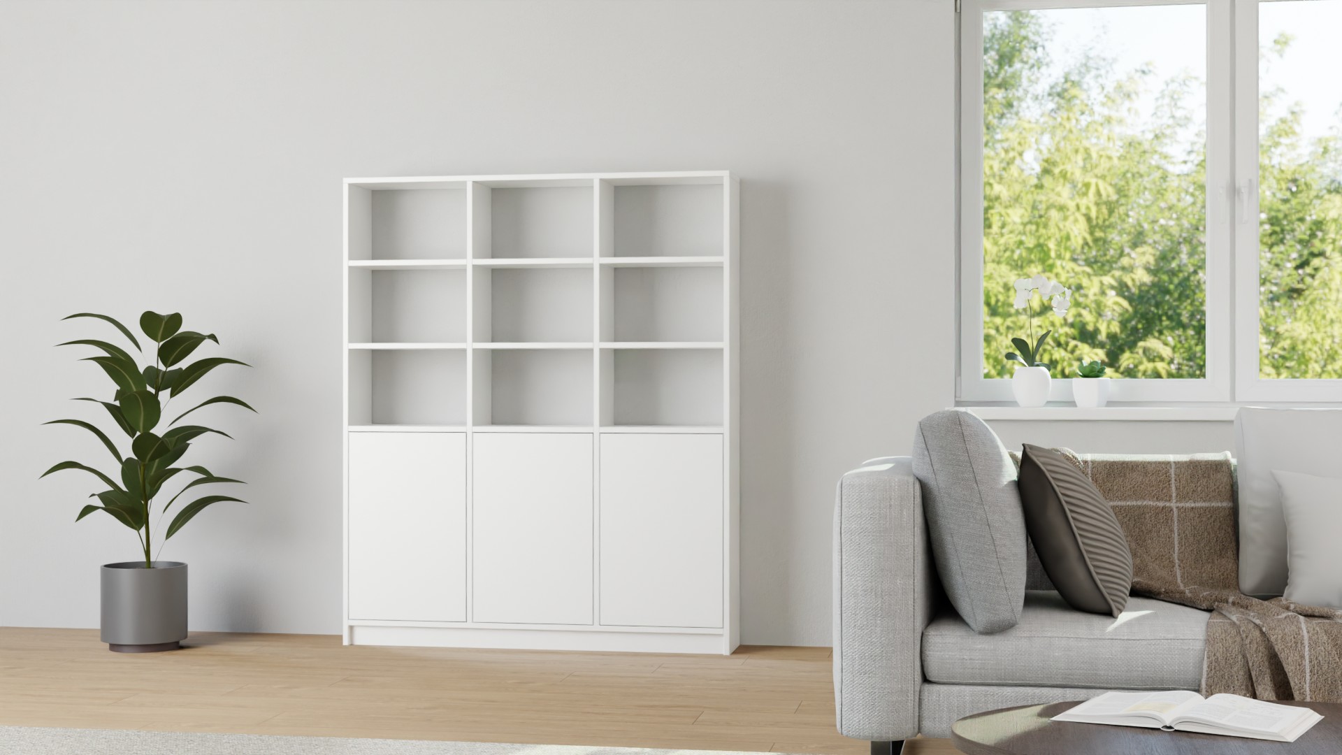 Großes Regalsystem mit Türen MDF Beschichtet