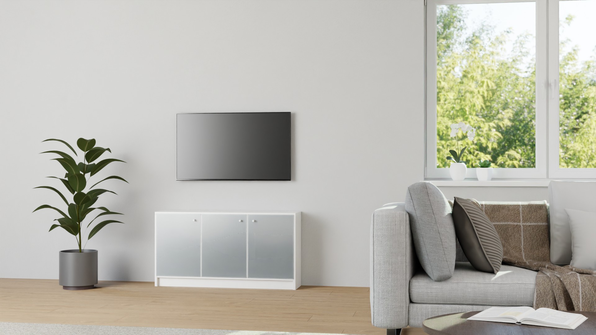 Phonoregal mit Glastüren MDF Beschichtet