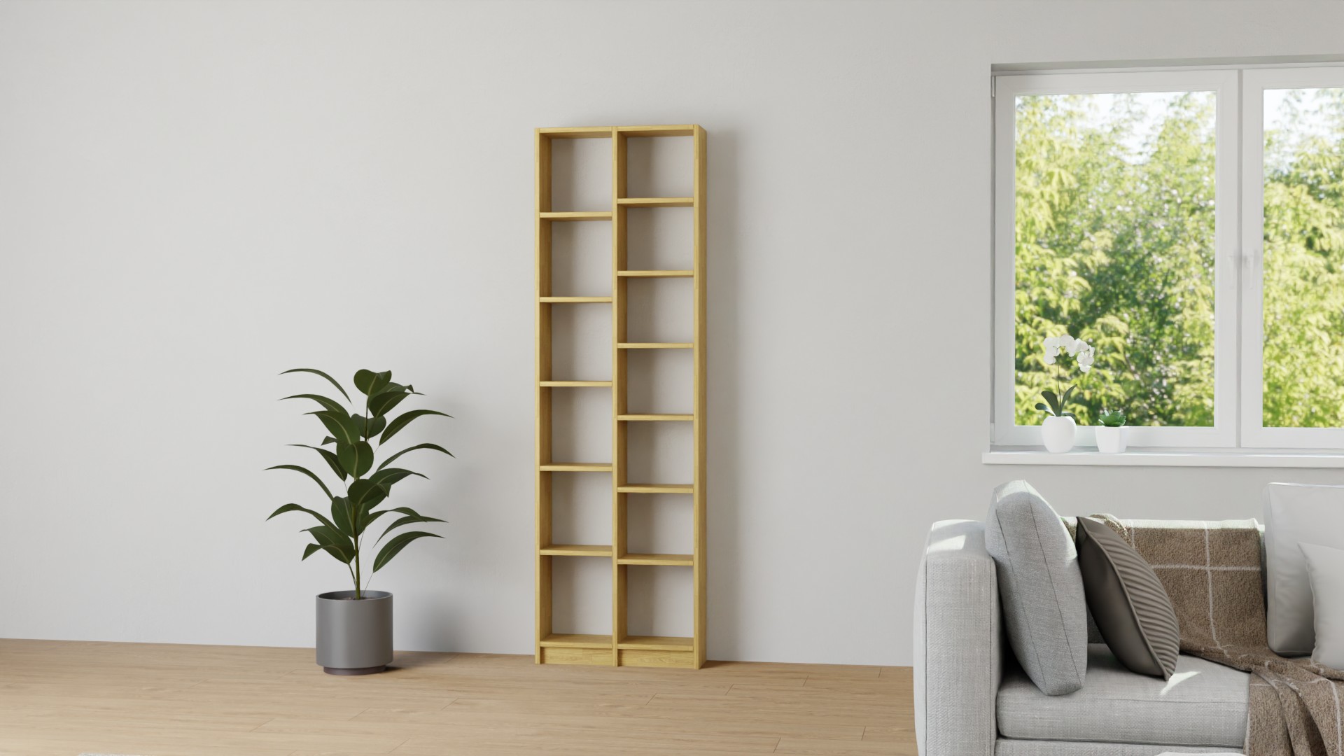 Hohes Bücherregal nach Maß - Hohes Regal mit vielen Optionen Eiche