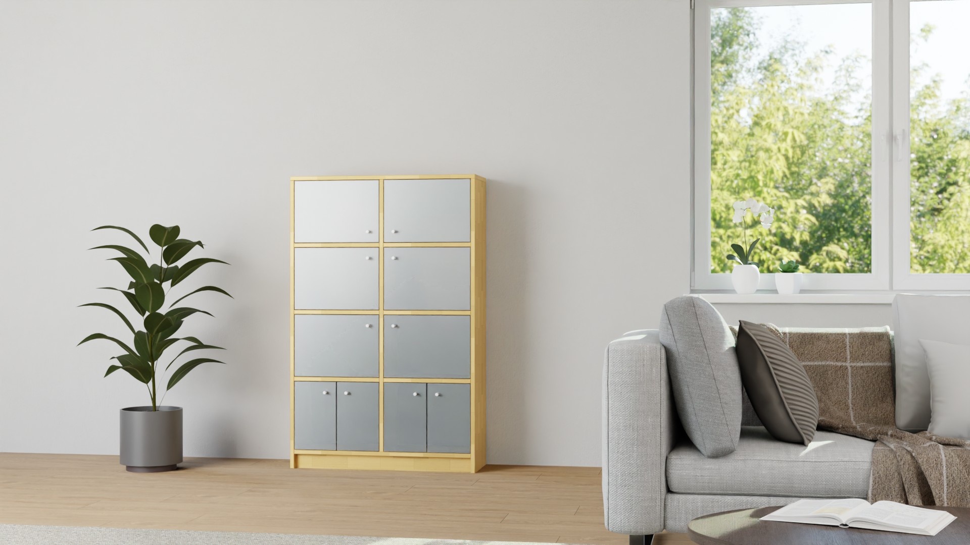 Vitrine aus Massivholz Buche