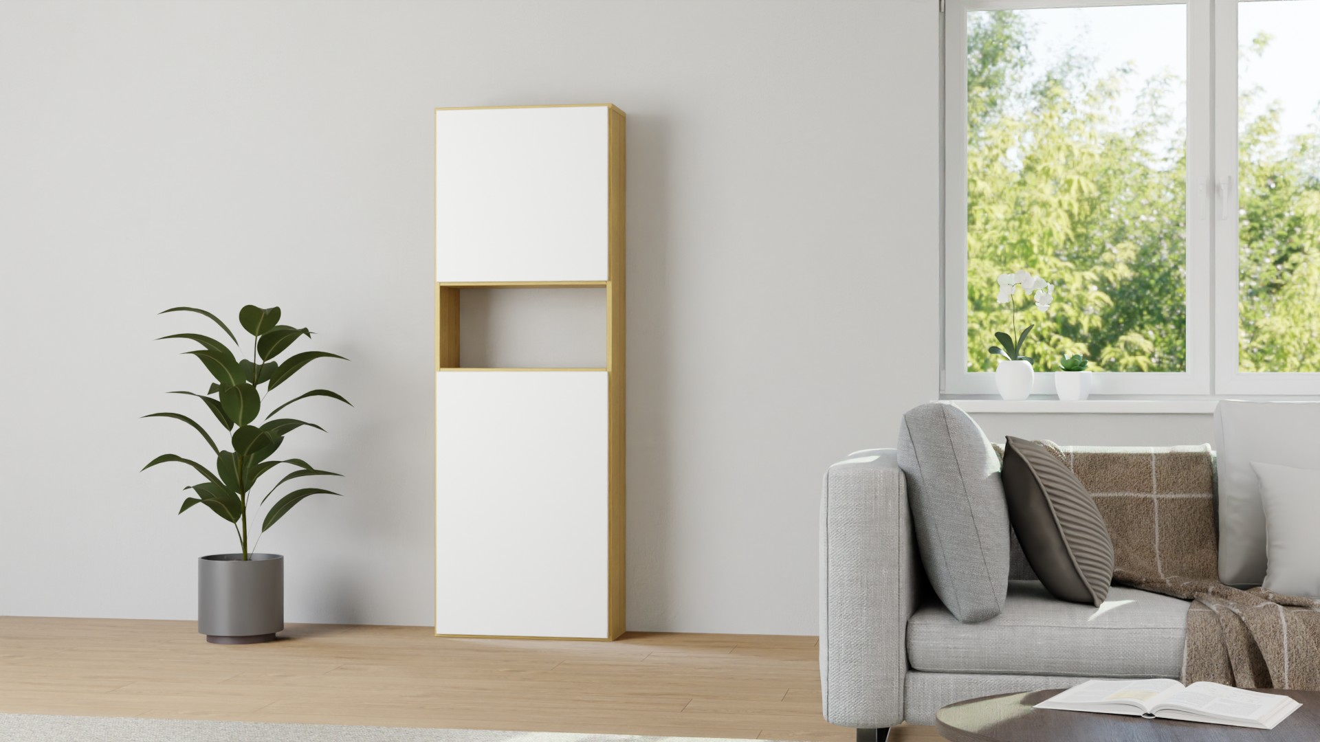 Hohes Regal skandinavischer Stil Eiche