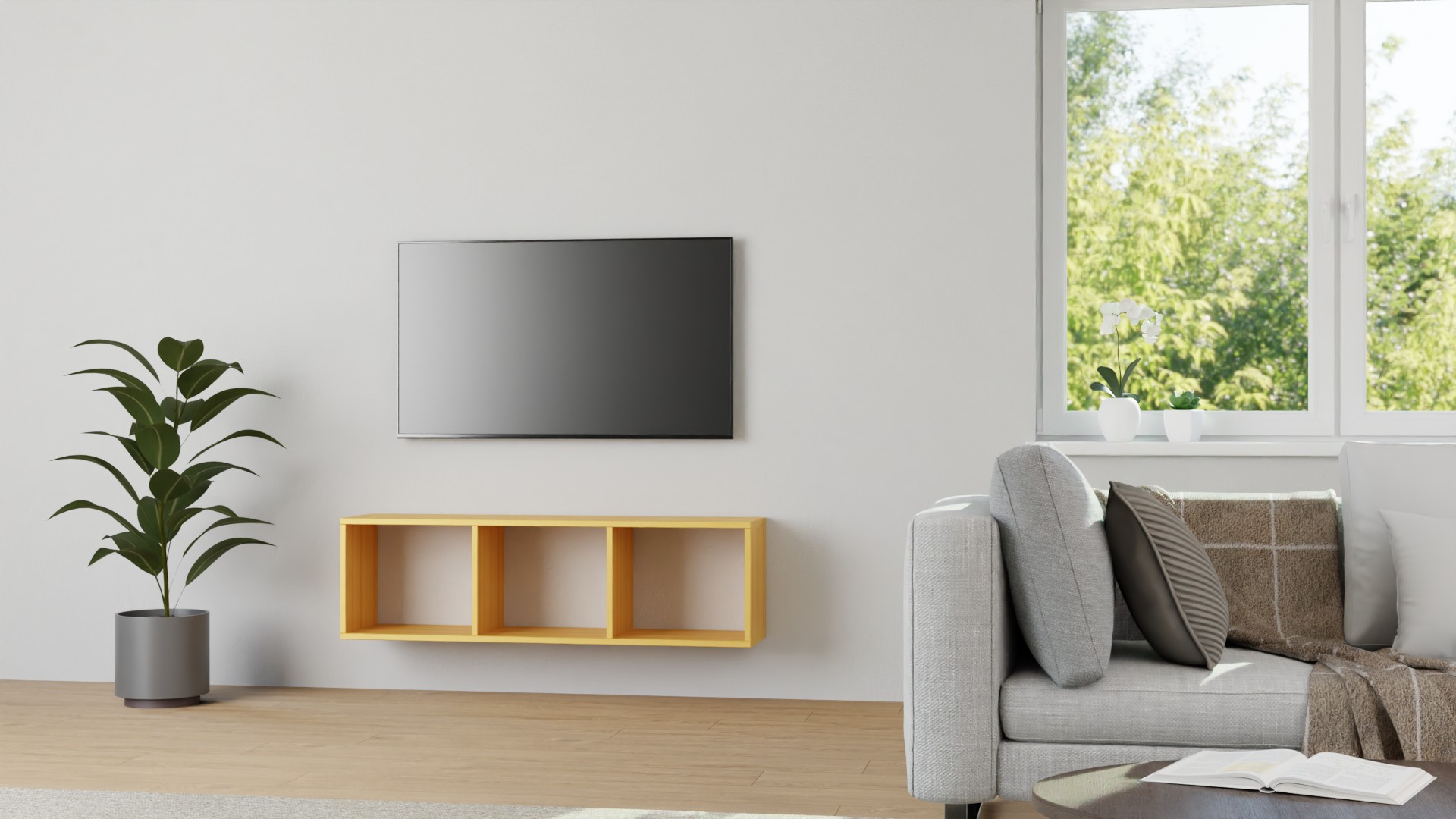 Breites Hängesideboard aus Erle Erle