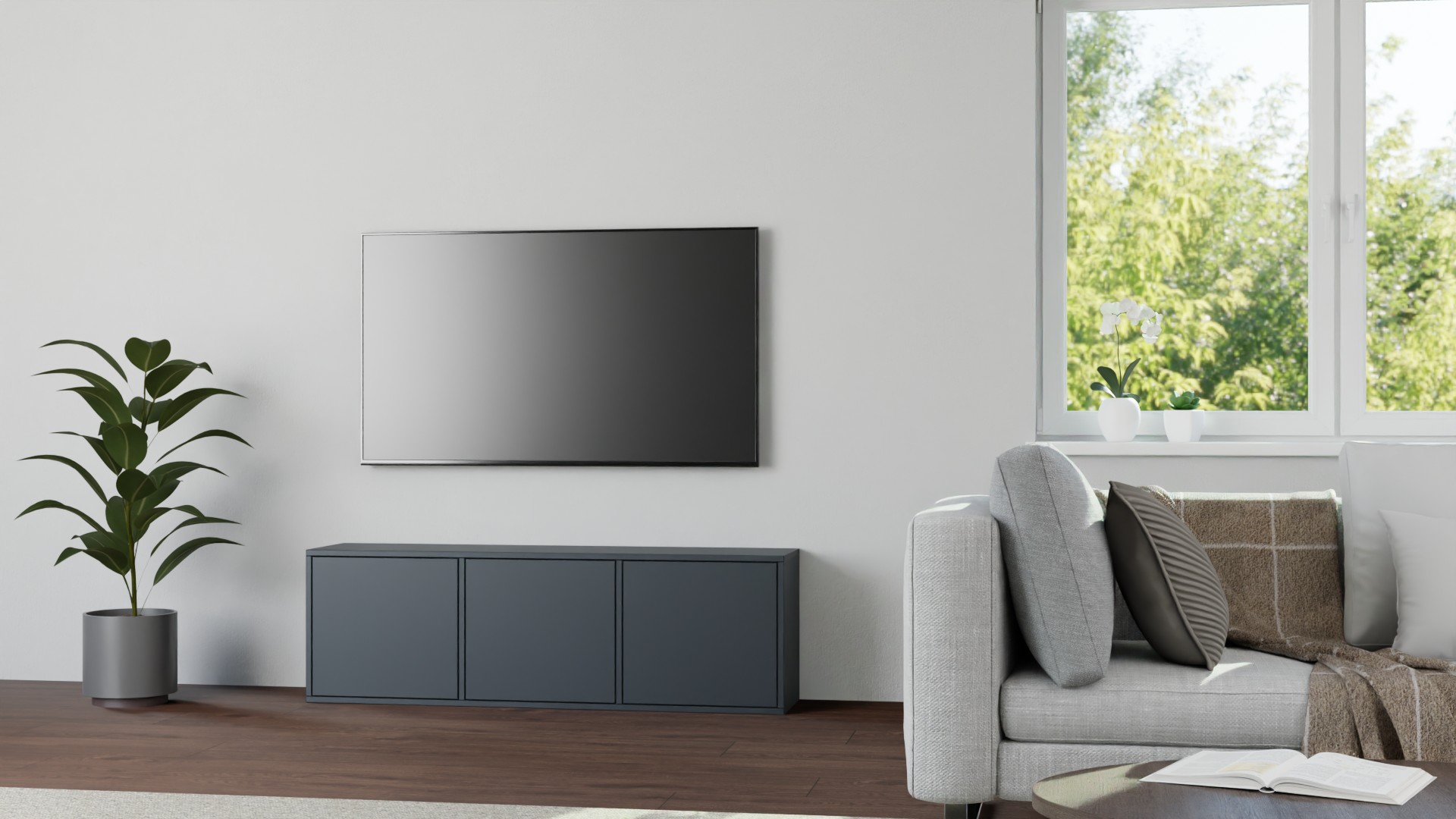 Schwarzes Lowboard – gratis Magazin Premium Dekore