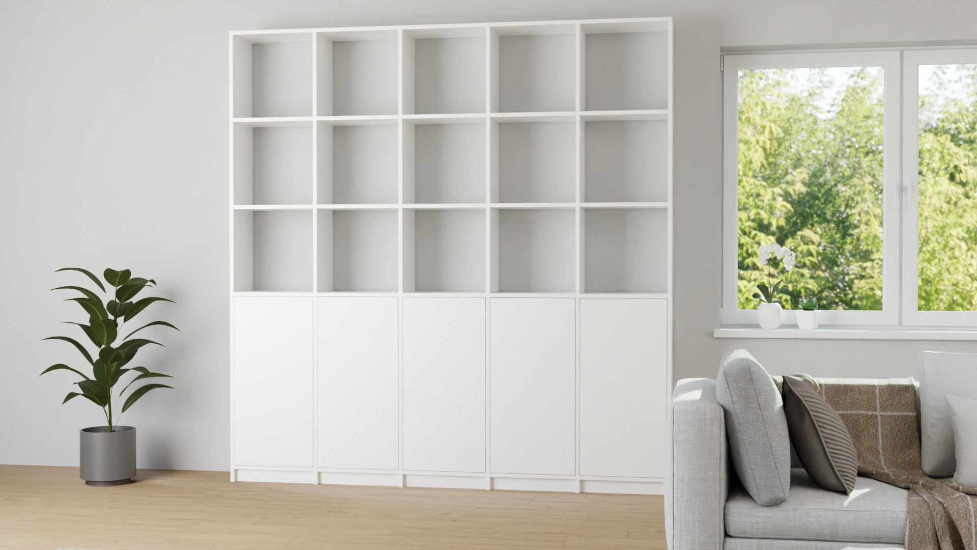 Schlichtes Regalsystem - Bücherregal mit vielen Optionen MDF Beschichtet