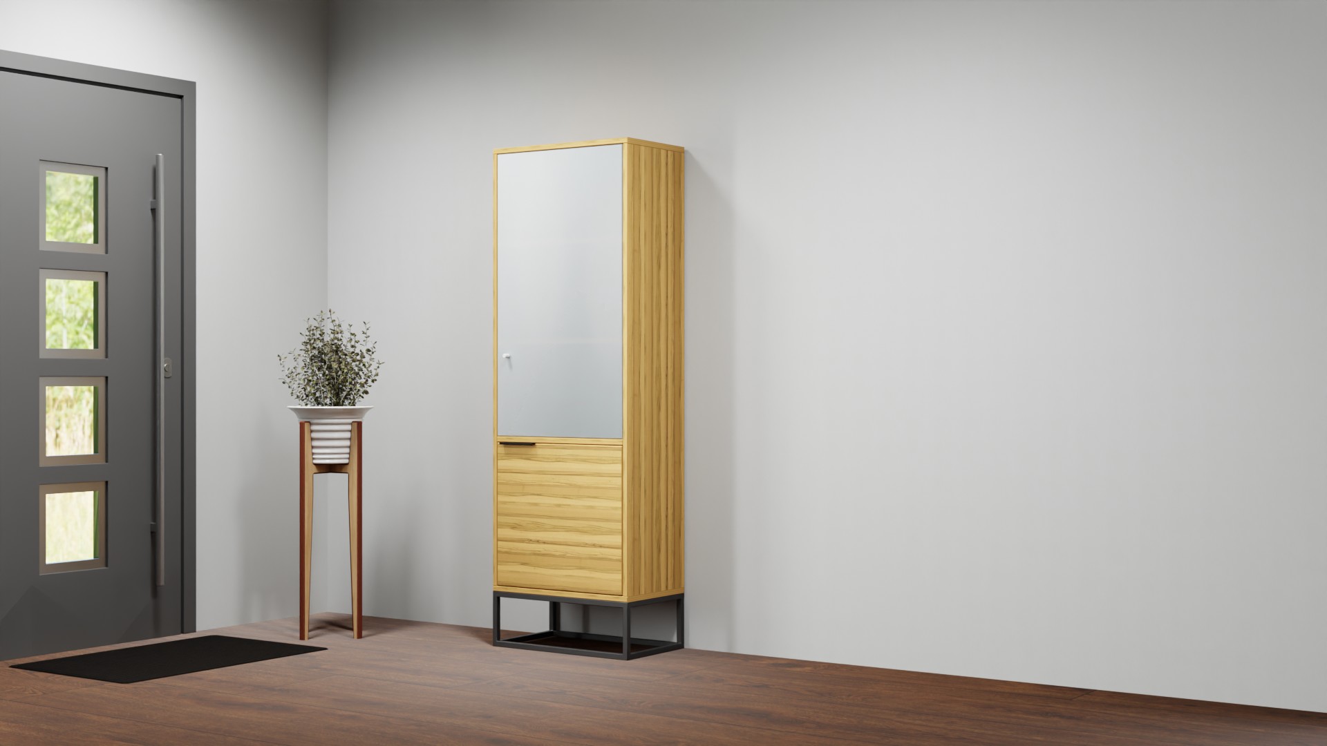 Massivholzschrank als Vitrine Kernbuche