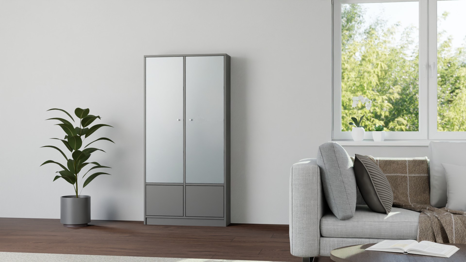 Vitrine mit Flügeltüren - Vitrinenschrank mit vielen Optionen Premium Dekore