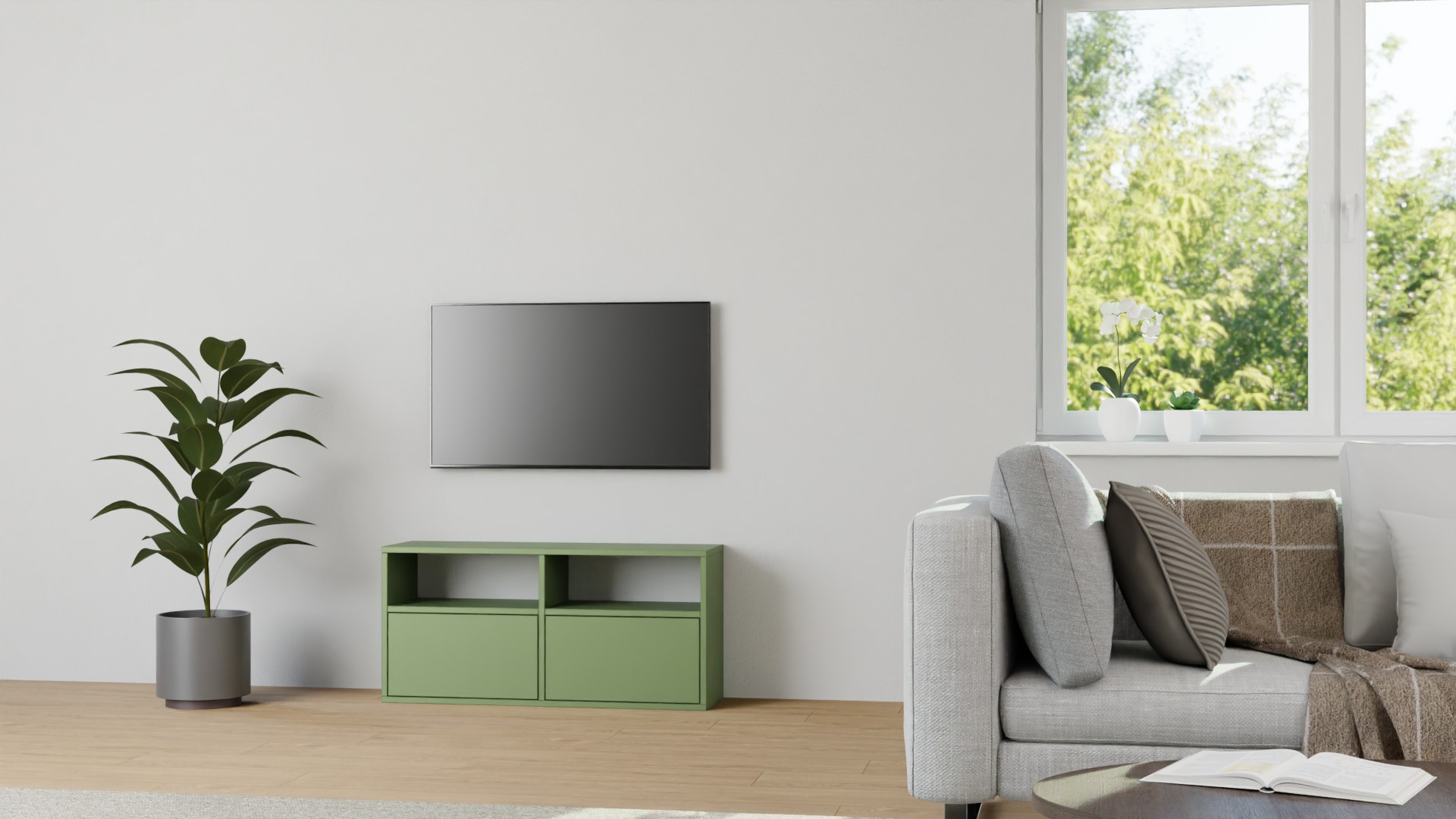 Grünes Sideboard nach Maß - Kommode, Grün, Maßgefertigt MDF Lackiert
