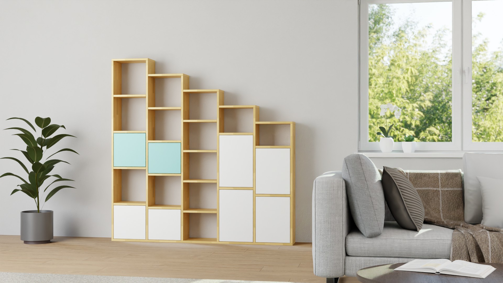 Modernes Stufenregal von Pickawood Buche