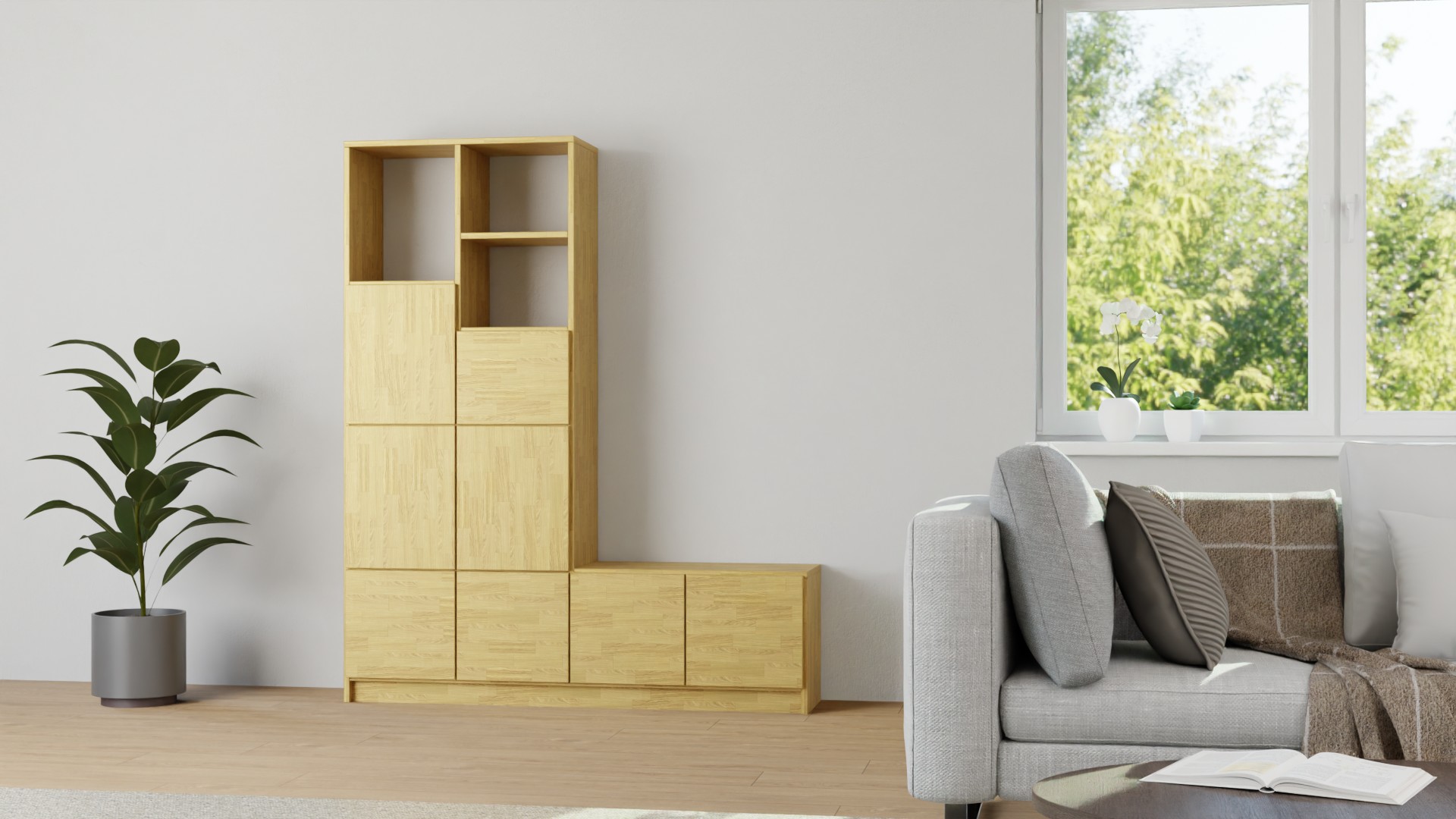 Modernes Regalsystem Eiche