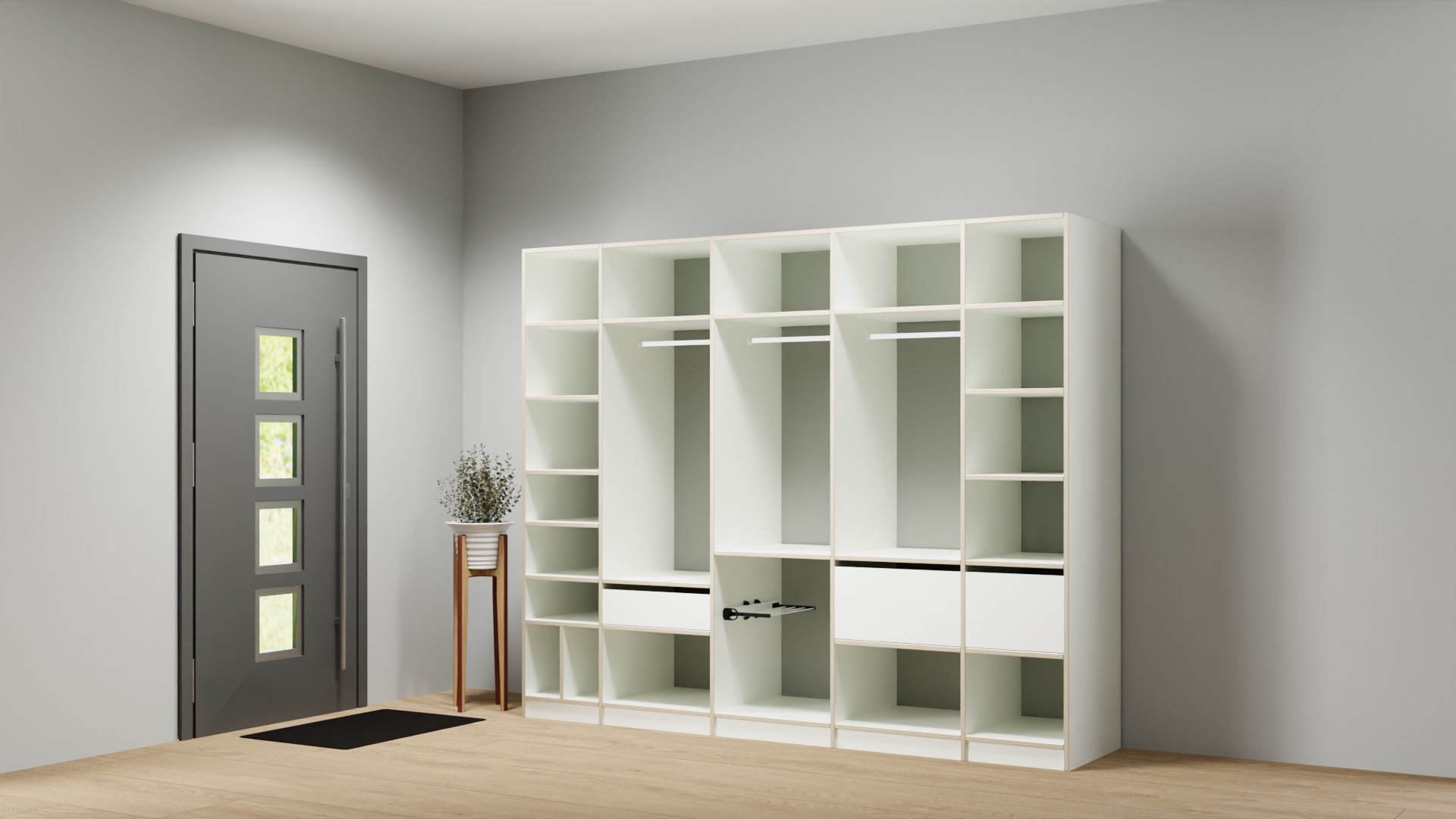 Offener Kleiderschrank mit vielen Optionen - Dein Schrank nach Maß gestalten Premium Dekore