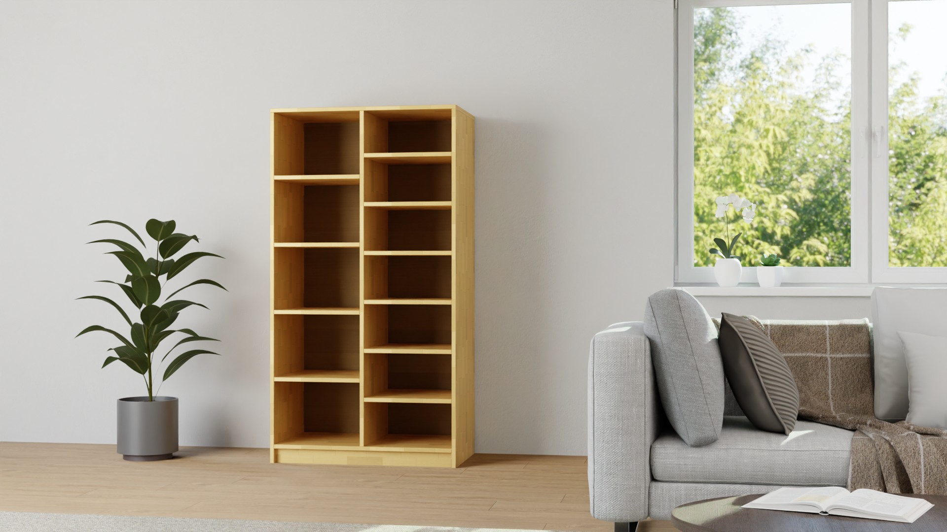50 cm tiefes Bücherregal nach Maß Buche