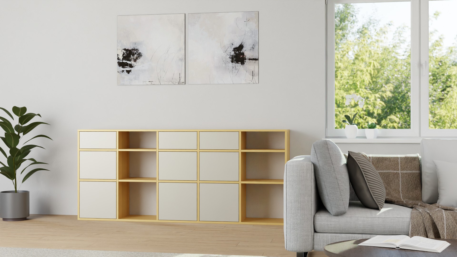 Breites Sideboard - Als Kommode o. Wohnschrank mit vielen Optionen Buche
