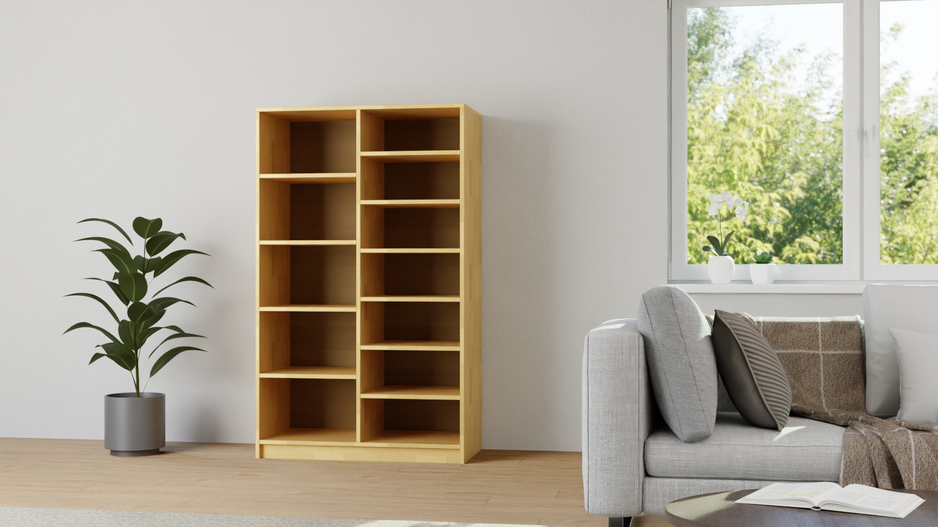 50 cm tiefes Bücherregal nach Maß Buche