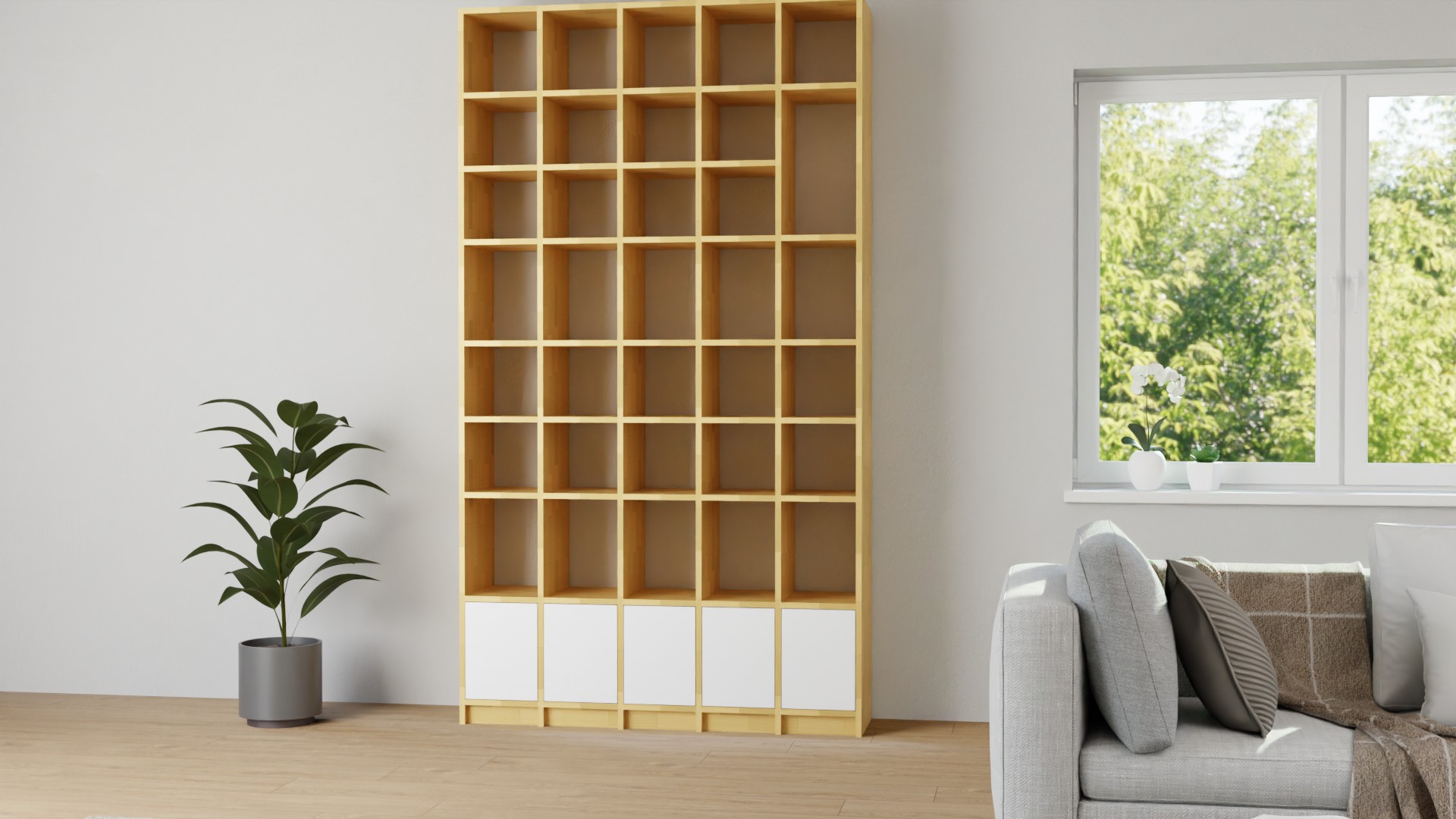 Schlichtes Bücherregal nach Maß Buche