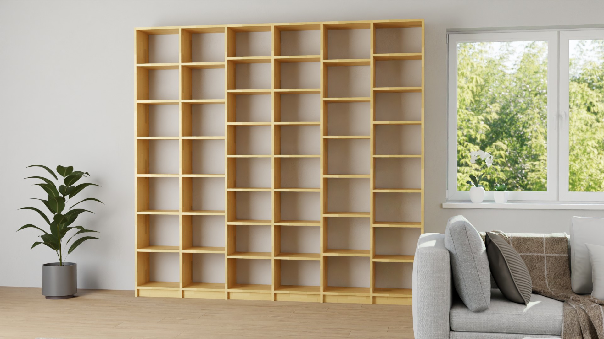 Geräumiges Bücherregal nach Maß Buche