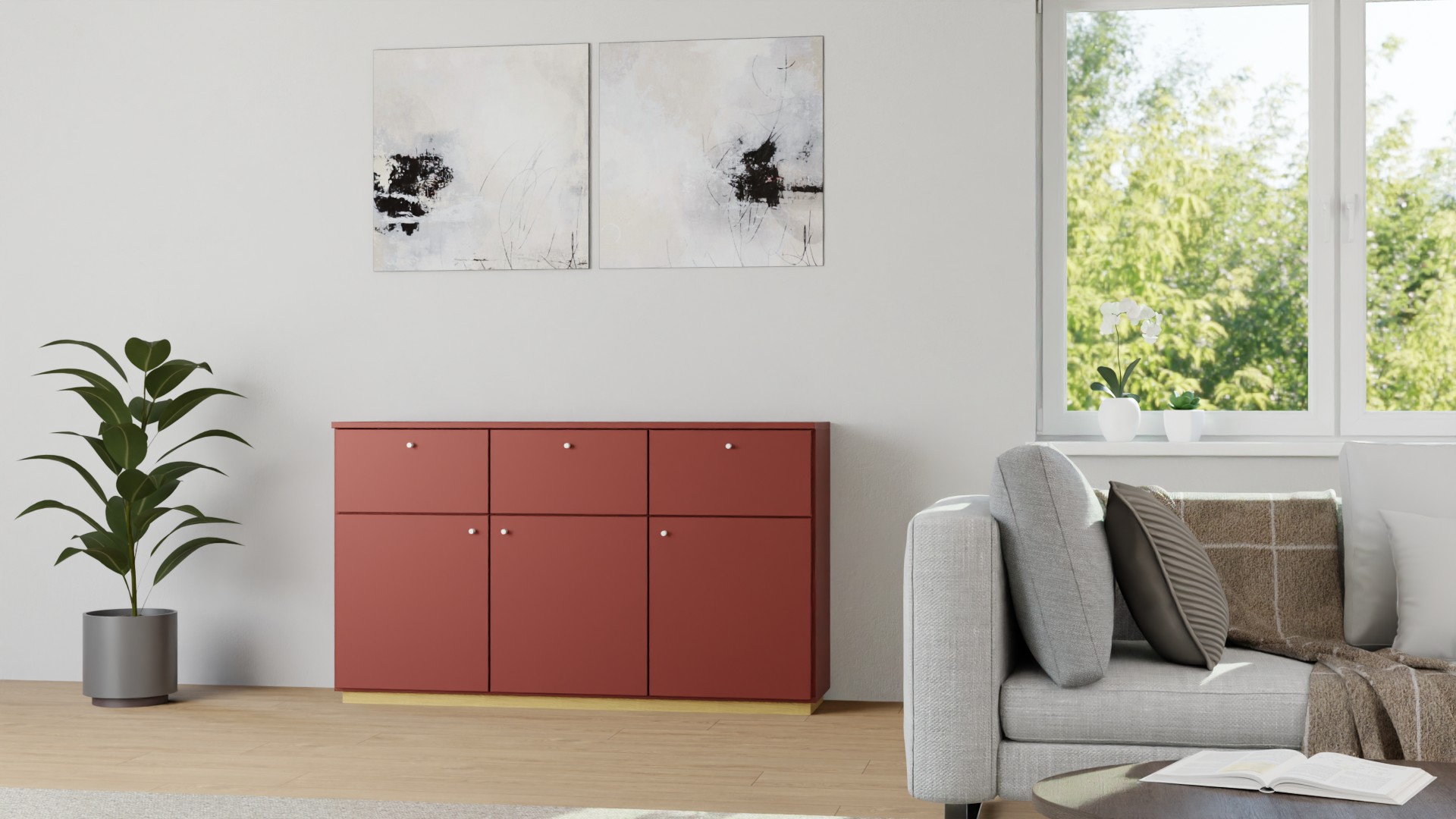 Breites Sideboard MDF Lackiert