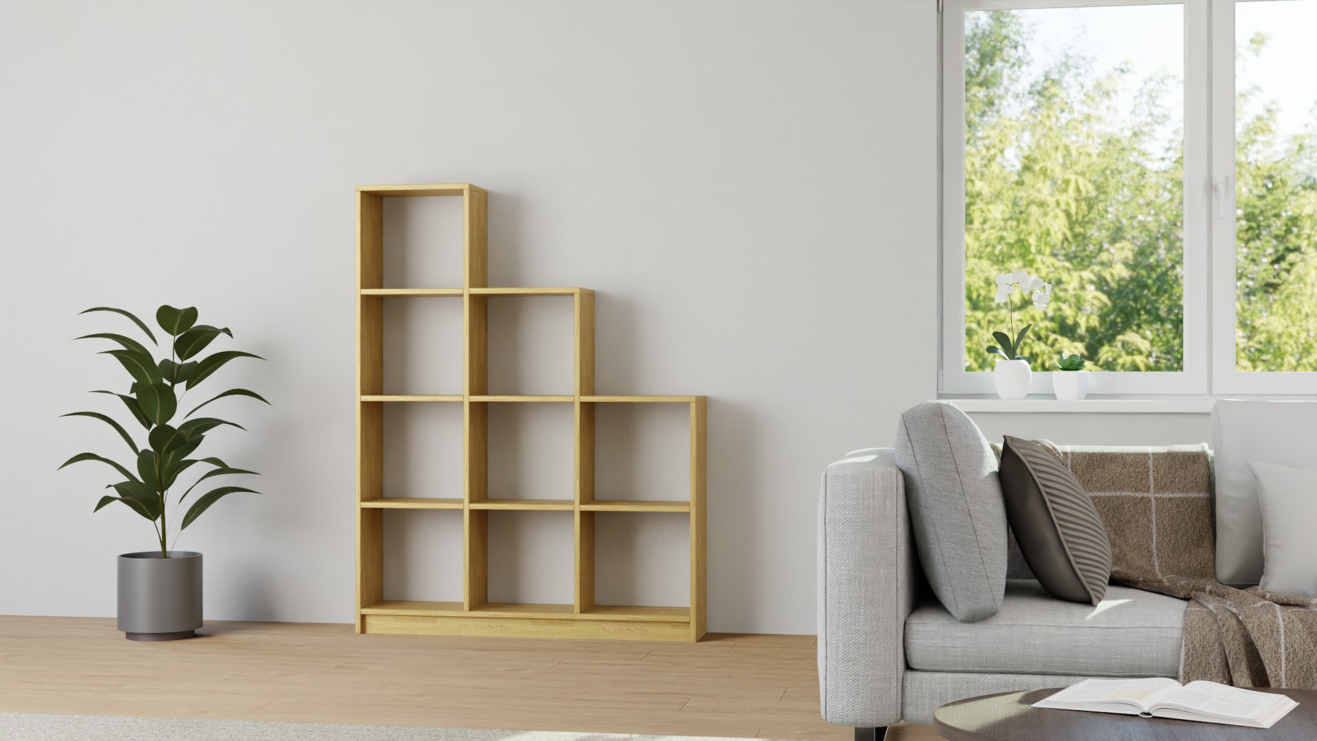 Stufenregal nach Maß Eiche