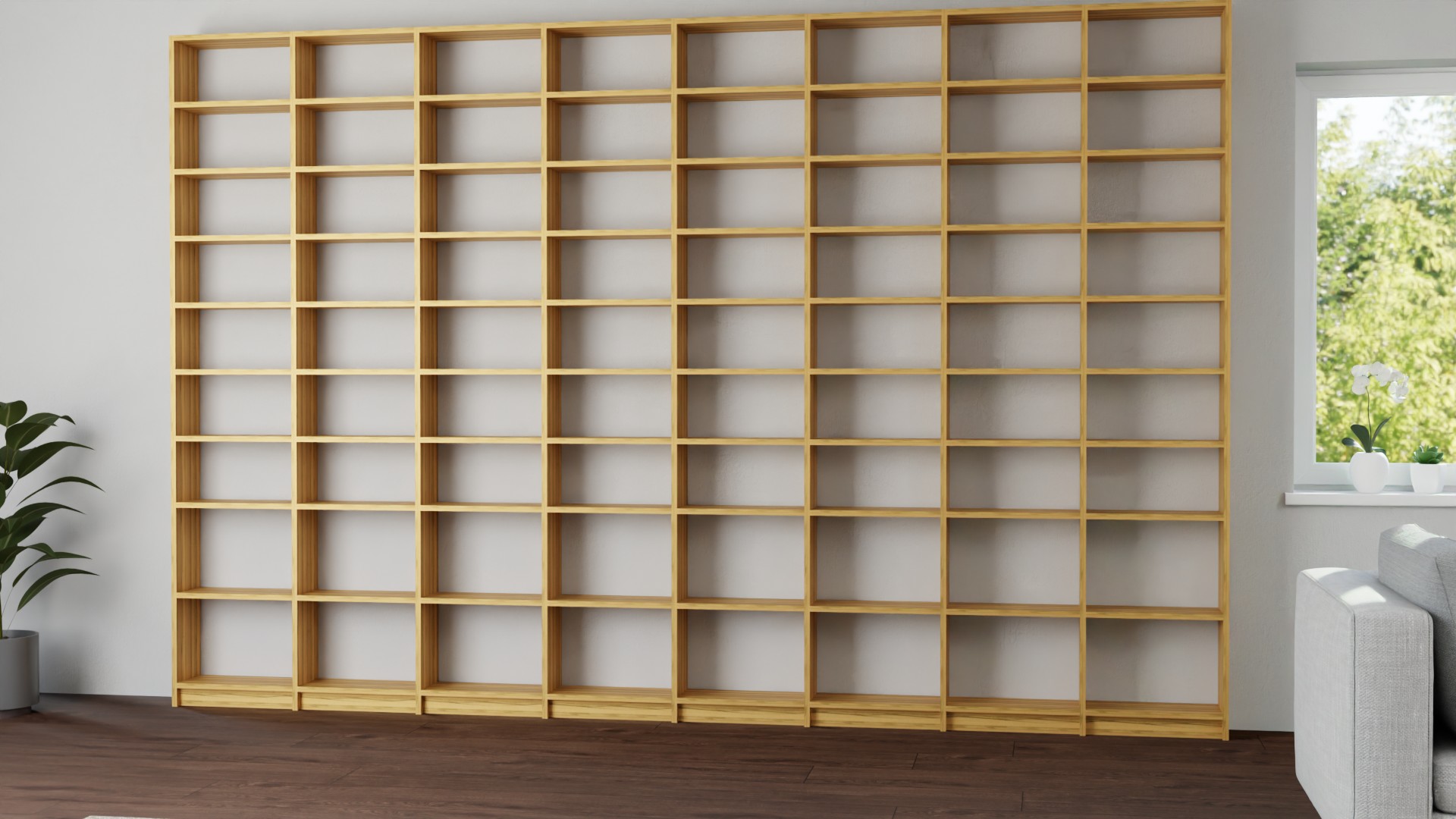 Breites Bücherregal aus Massivholz - Regal mit vielen Optionen Kernbuche