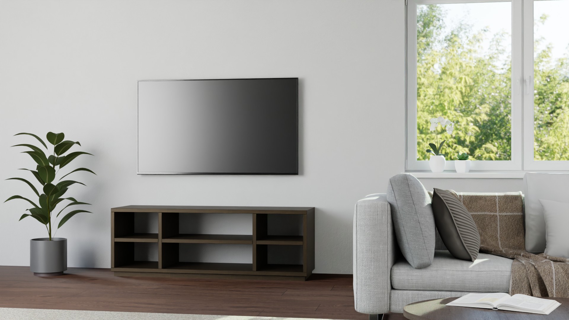 Offenes Sideboard aus Massivholz Eiche geräuchert