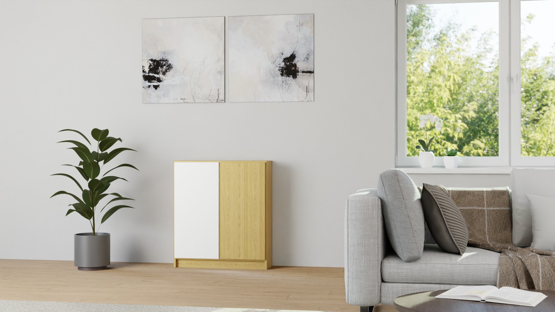 Eichenregal mit Türen nach Maß Eiche