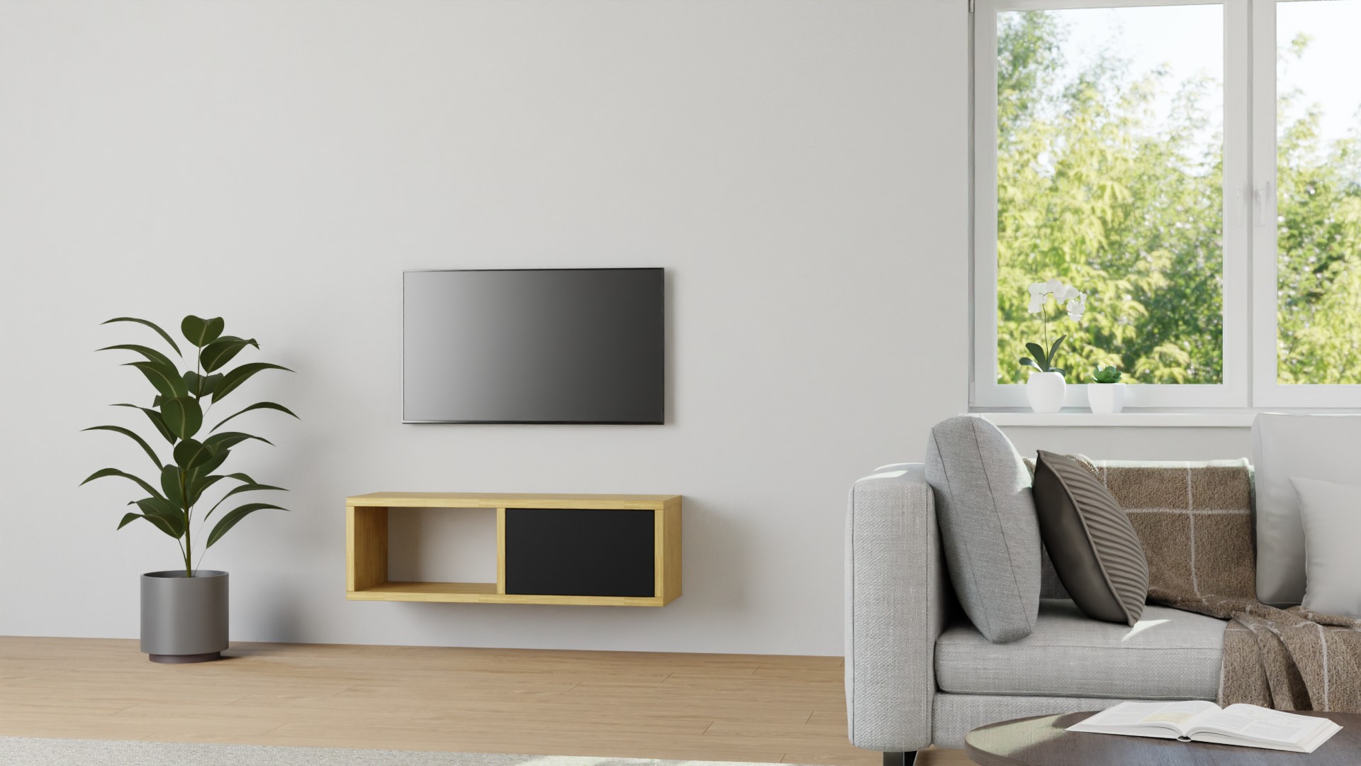 Kleines Hängesideboard nach Maß Eiche