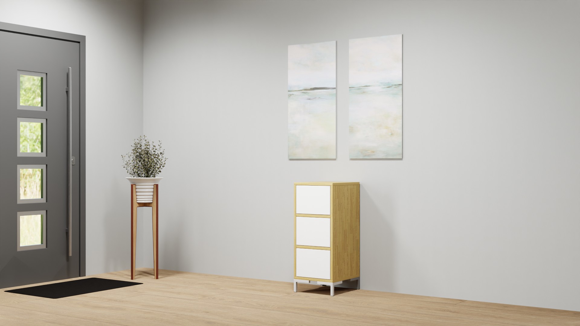 Schlichte Nischenkommode nach Maß Eiche