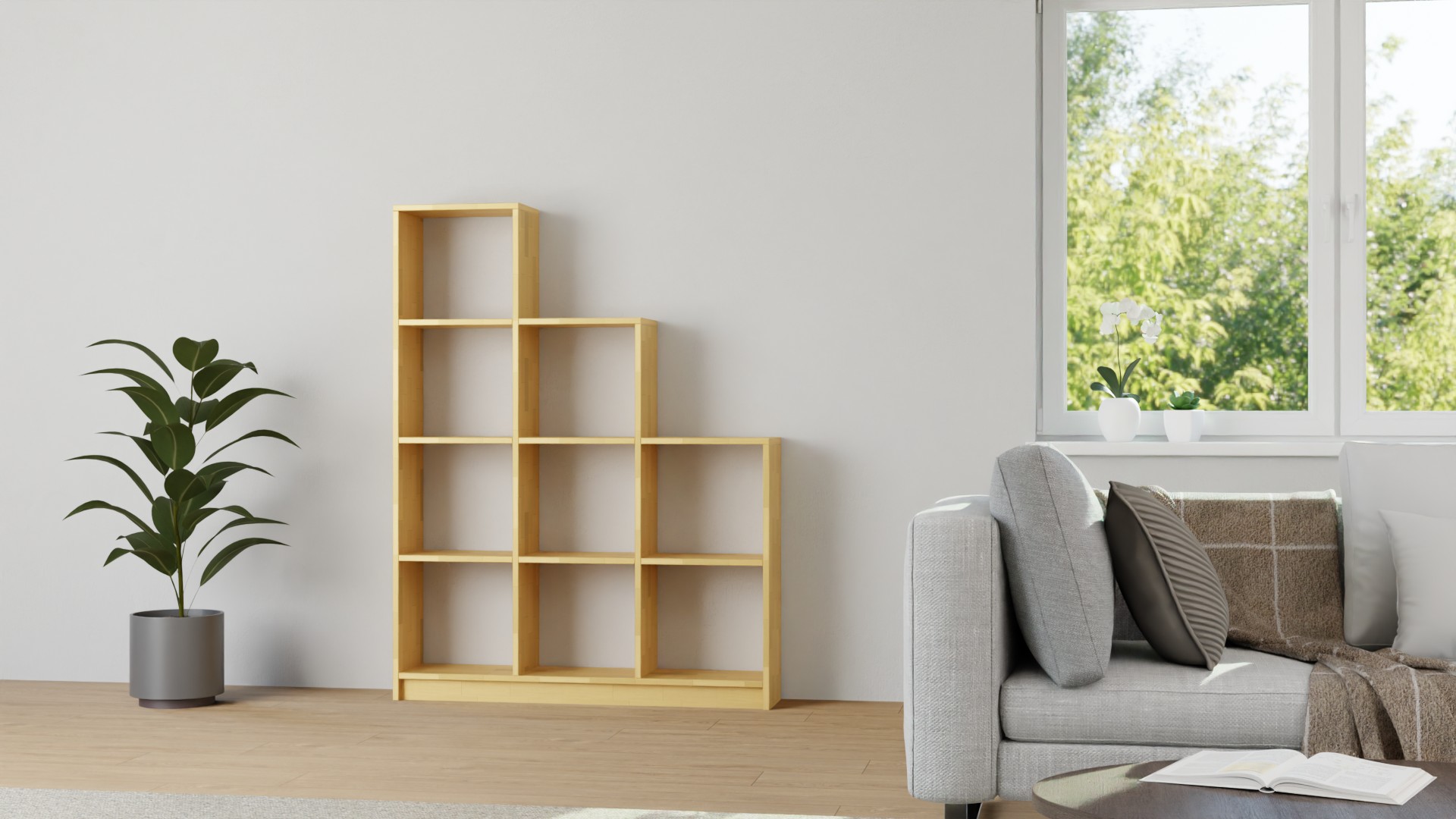 Stufenregal nach Maß Buche