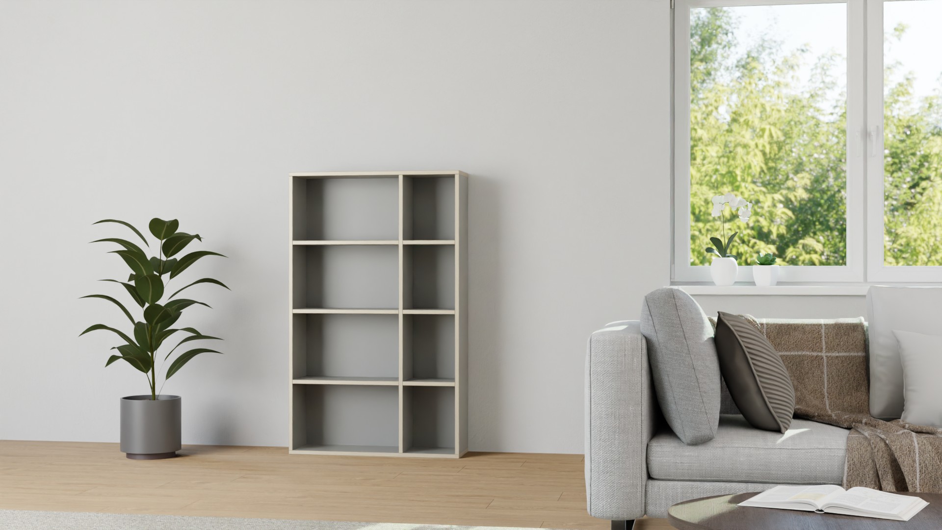 Pickawood Regal - Individualisierbar - Weiß/Grau/Schwarz Premium Dekore