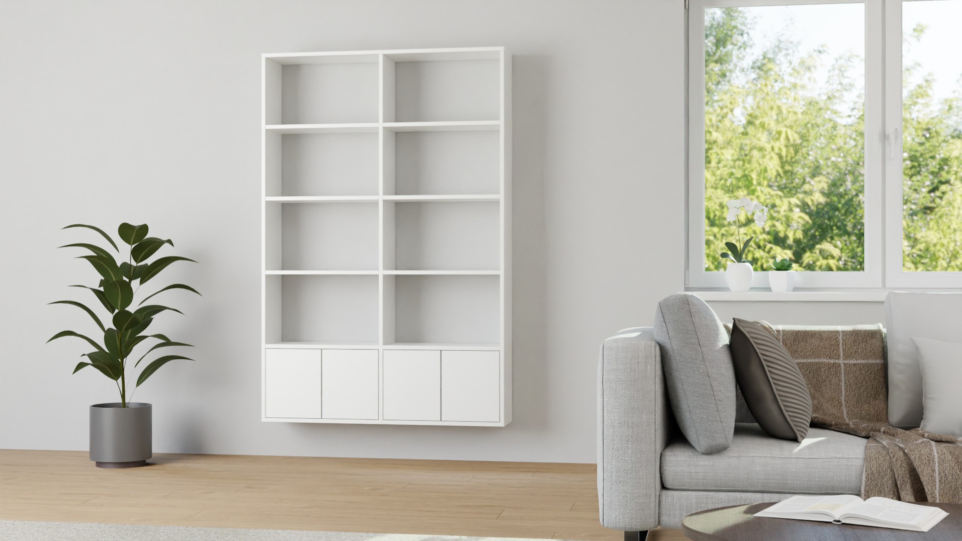 Schlichtes, weißes Hängeregal MDF Beschichtet