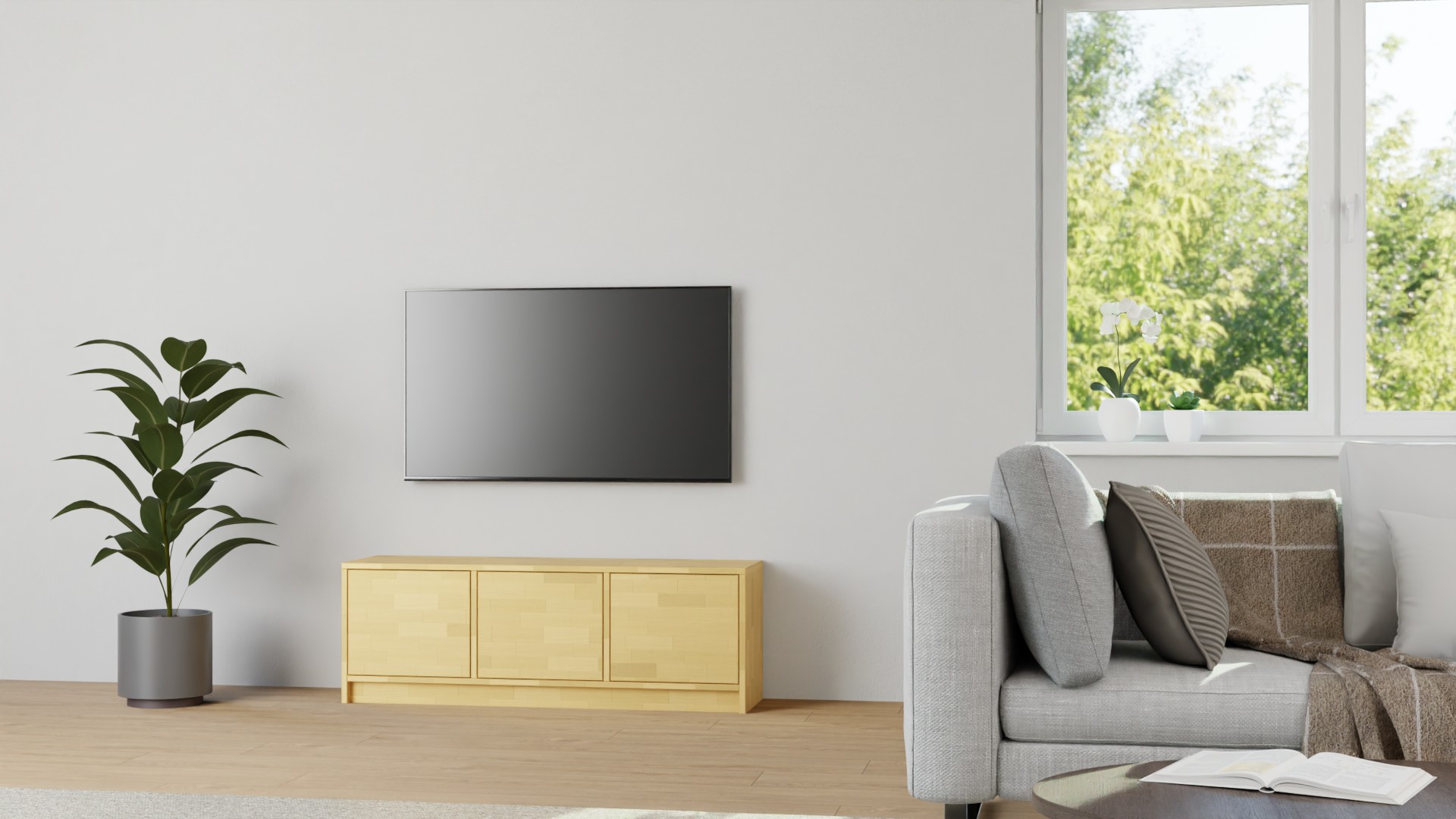 Lowboard mit Türen aus Massivholz Buche