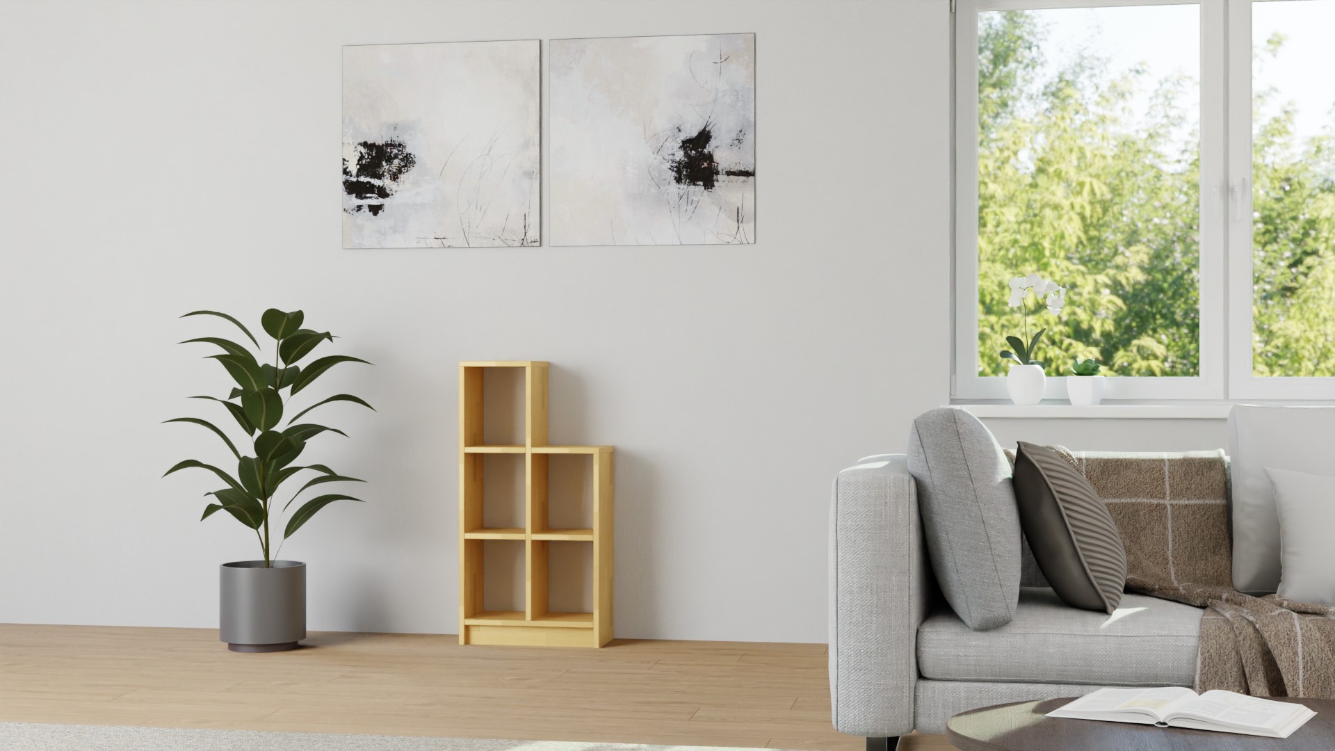 Schmales Stufenregal nach Maß Buche